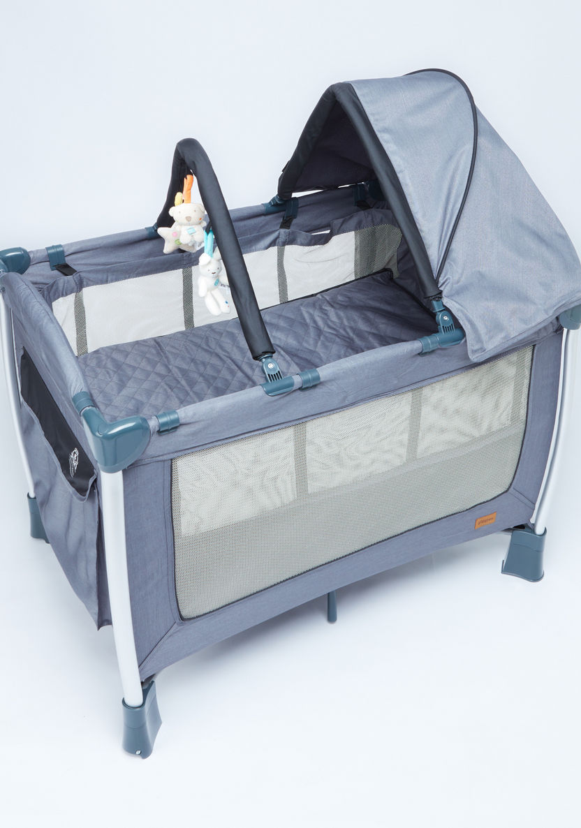 Giggles Bedford Ice Blue Travel Cot with Sun Shield (Upto 3 years)-Travel Cots-image-1
