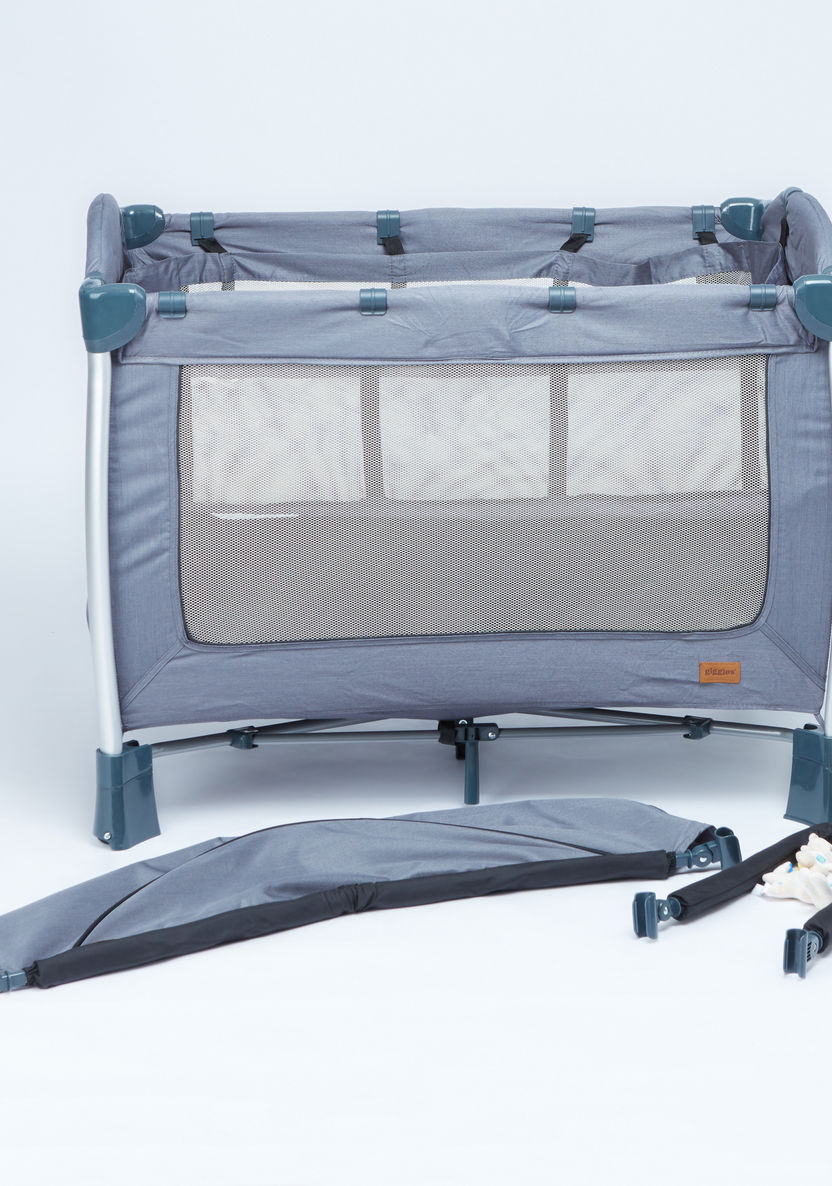 Giggles Bedford Ice Blue Travel Cot with Sun Shield (Upto 3 years)-Travel Cots-image-3