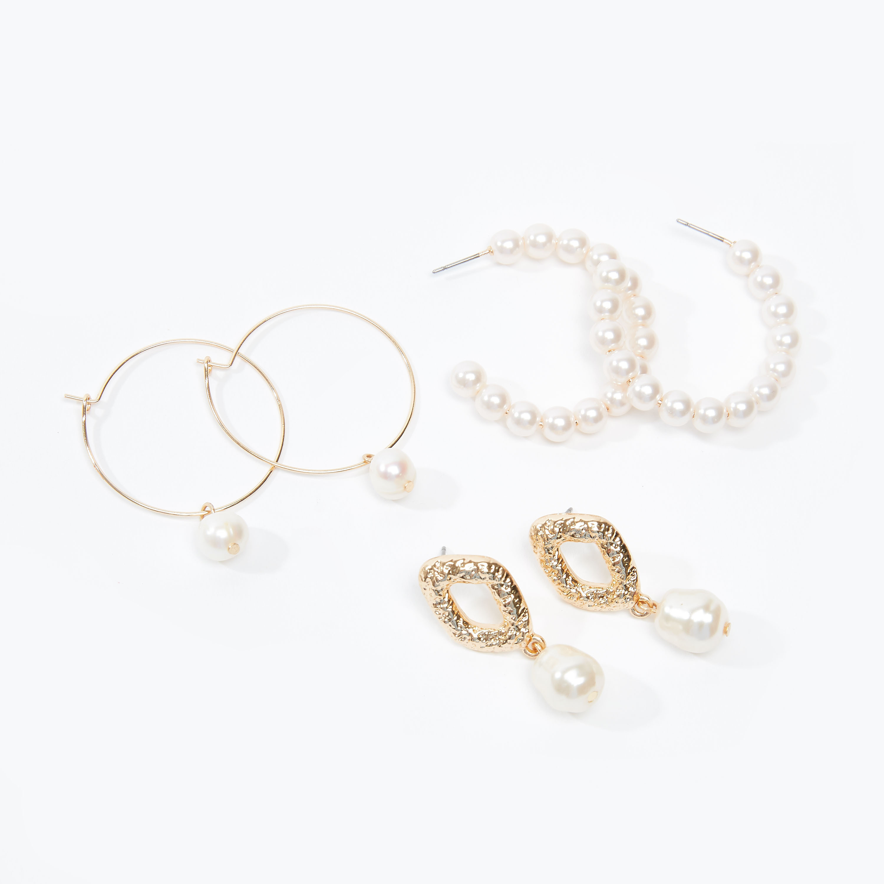 حلقان متدلية متنوعة - طقم من 3 أزواج-women-watchesandjewellery-jewellery-earrings-image-1