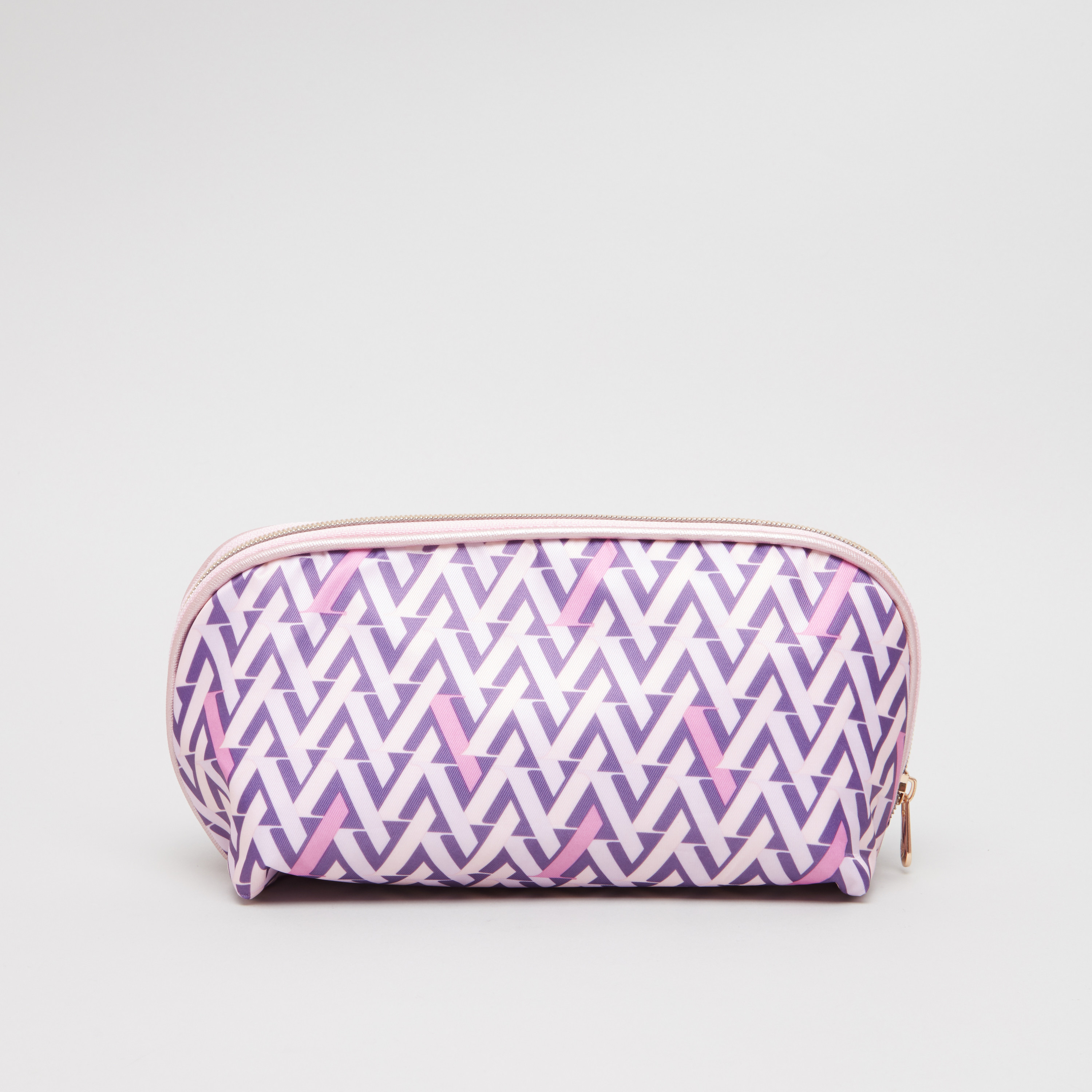 Chevron Printed Cosmetic Pouch with Zip Closure- 18x8x12 cms-beautyandpersonalcare-makeup-brushesandaccessories-makeuppouches-image-1