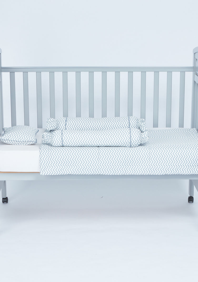 Juniors Chevron Printed 4-Piece Bolster and Mat Set-Baby Bedding-image-0