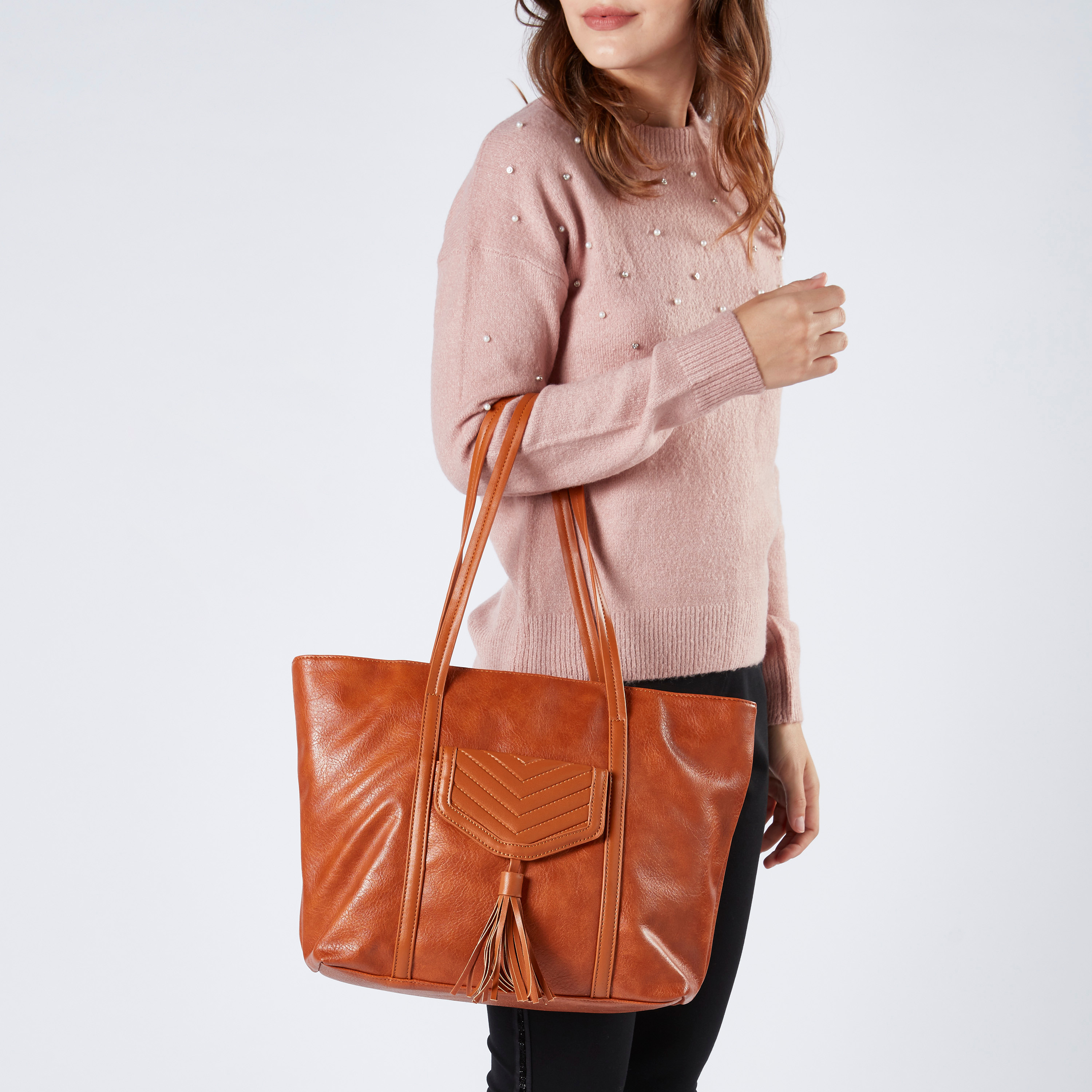 Sasha slip clearance pocket shopper bag