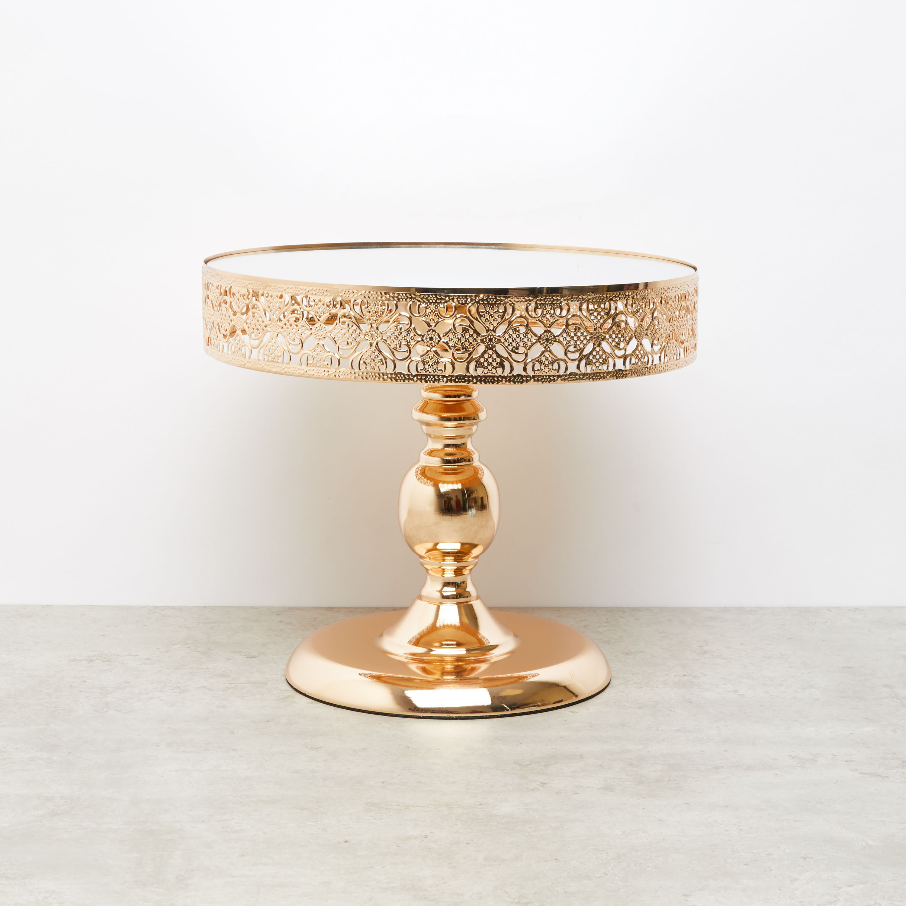 Metallic Glazed Round Cake Stand 30x26 cms