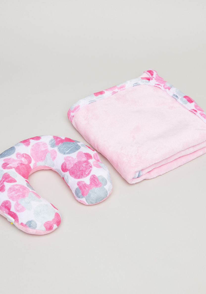 Disney Minnie Mouse Printed Blanket and Neck Pillow Set - 75x75 cms-Blankets and Throws-image-1