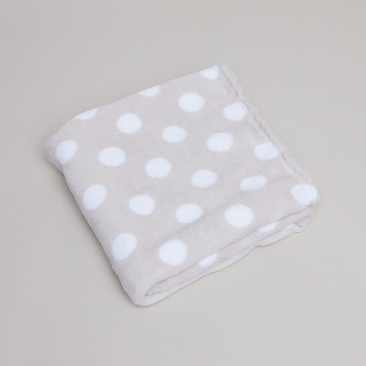 Juniors Polka Dot Printed Fleece Blanket and Cap - 76x100 cms