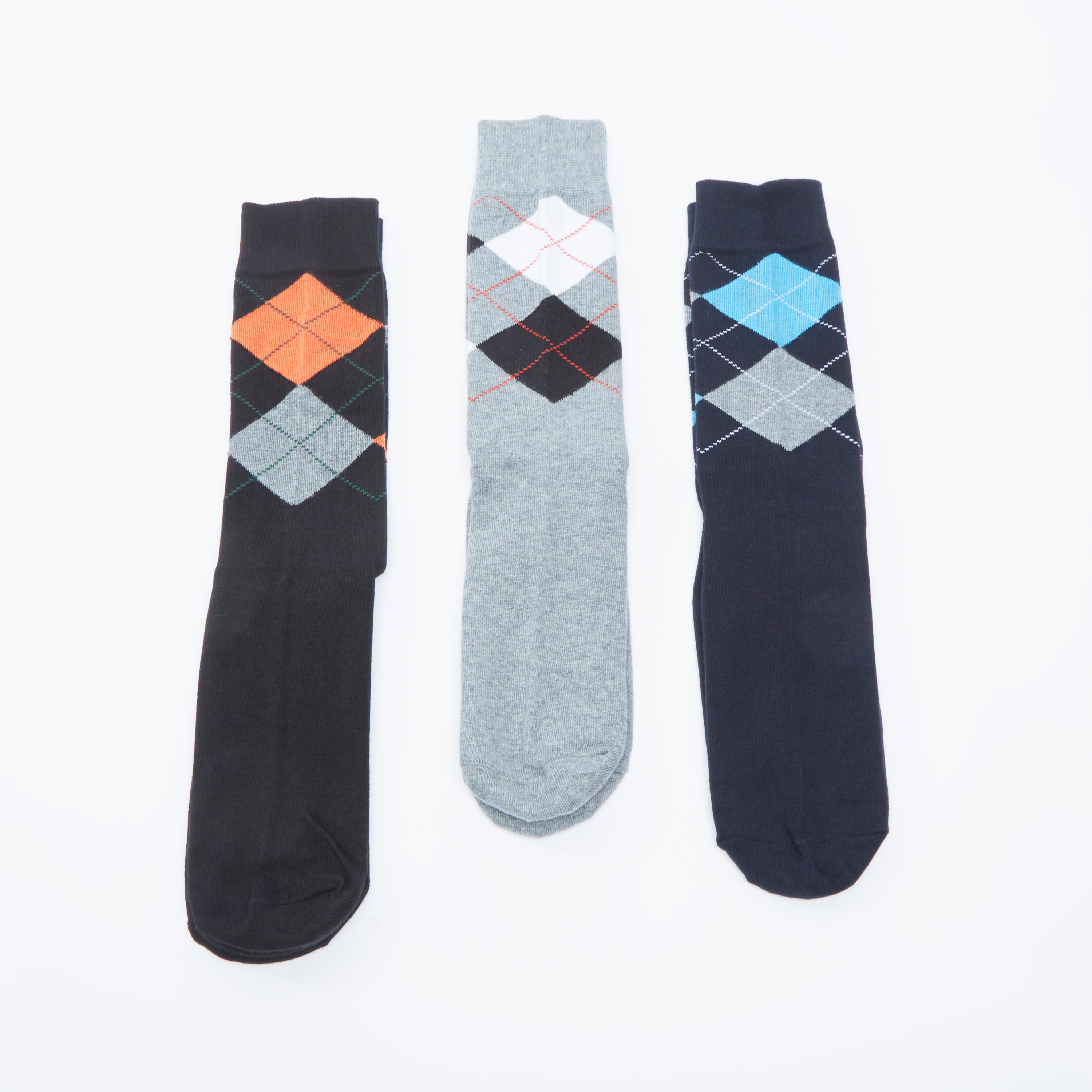 Set of 3 - Printed Crew Length Socks with Cuffed Hem-men-socks-image-3