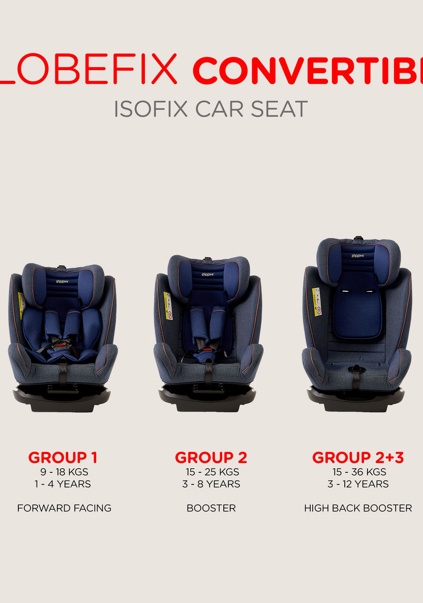 Giggles Globefix 3-in-1 Convertible Car Seat (Ages 1 to 12 years)-Car Seats-image-3