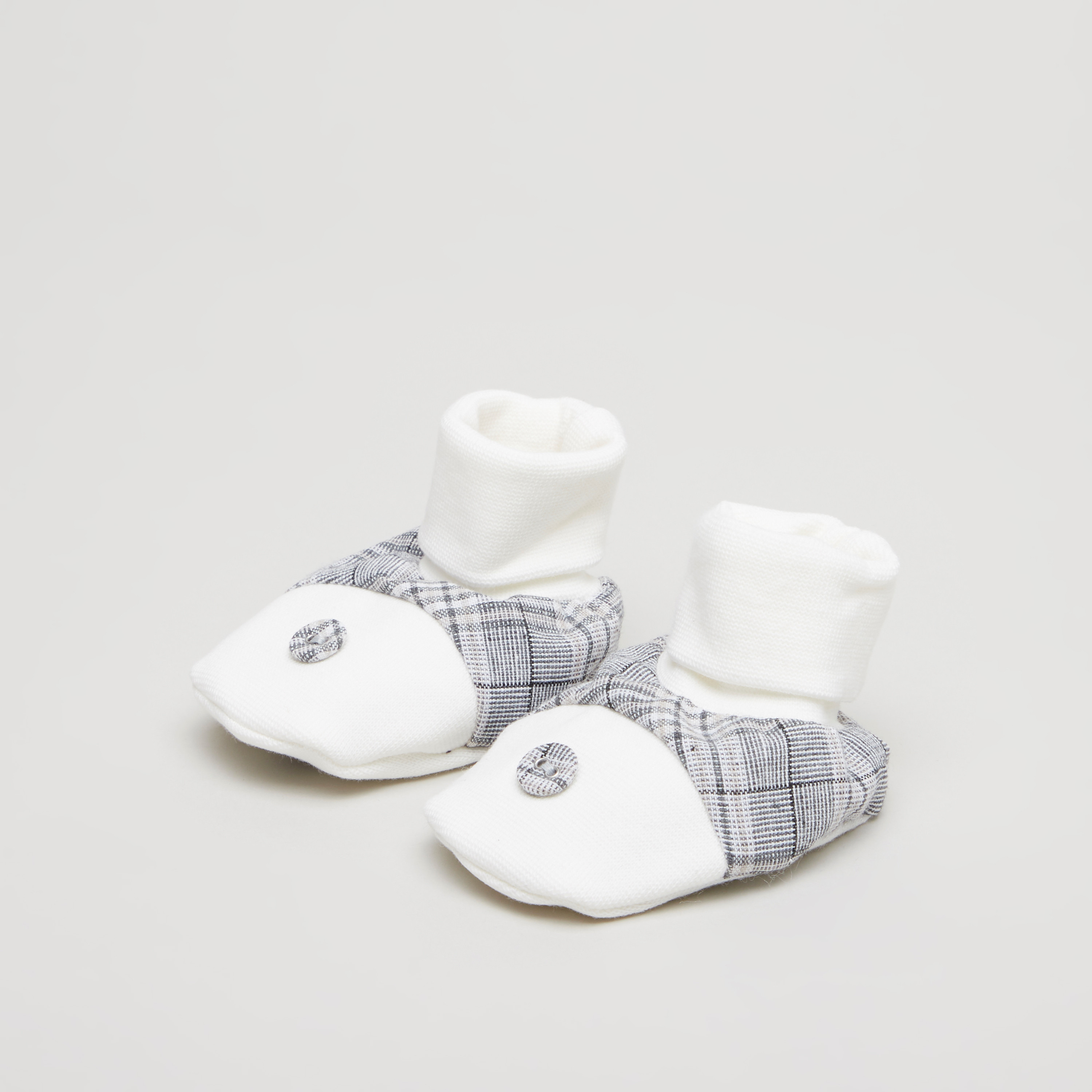 Giggles Chequered Booties-baby-boys-shoes-booties-image-1