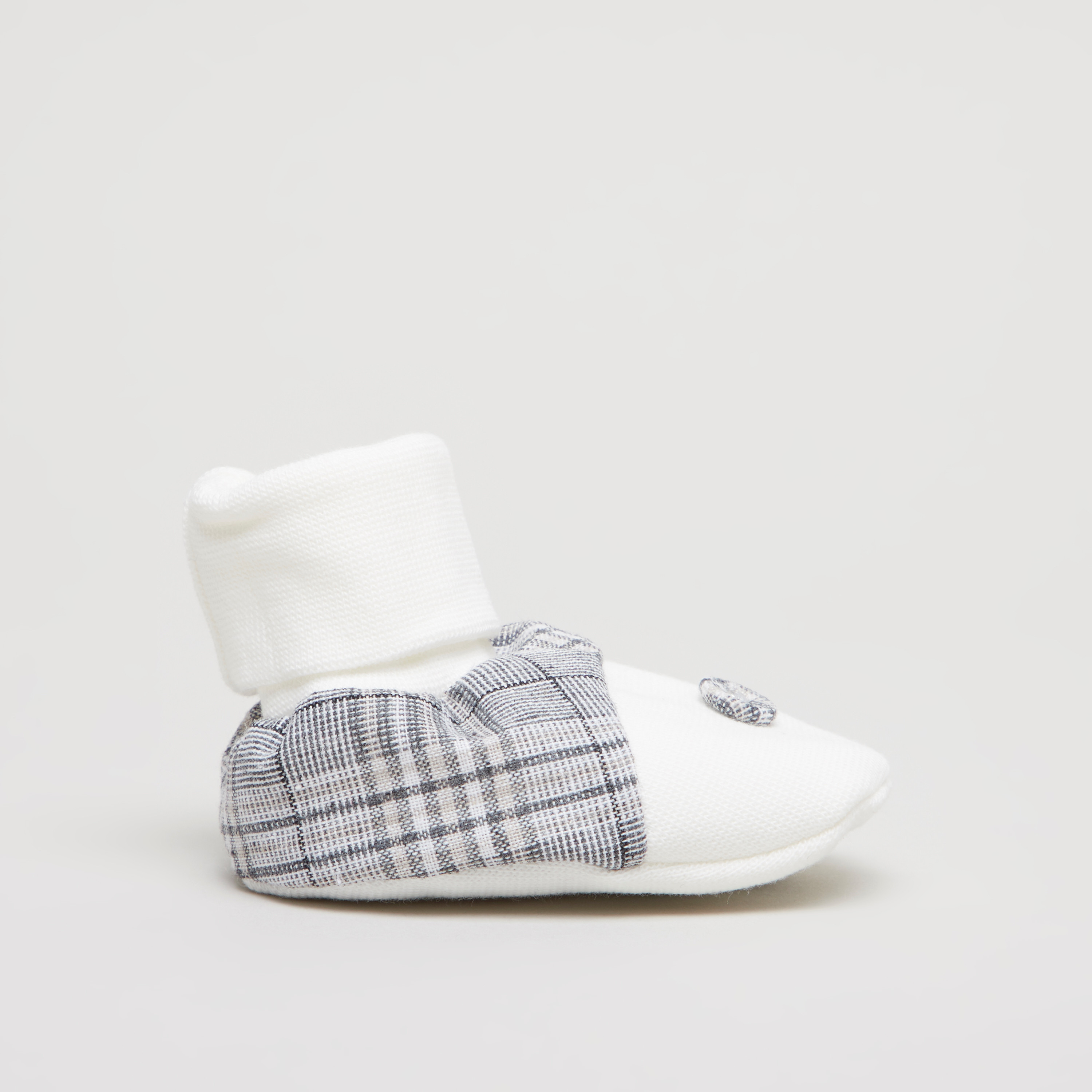 Giggles Chequered Booties-baby-boys-shoes-booties-image-2
