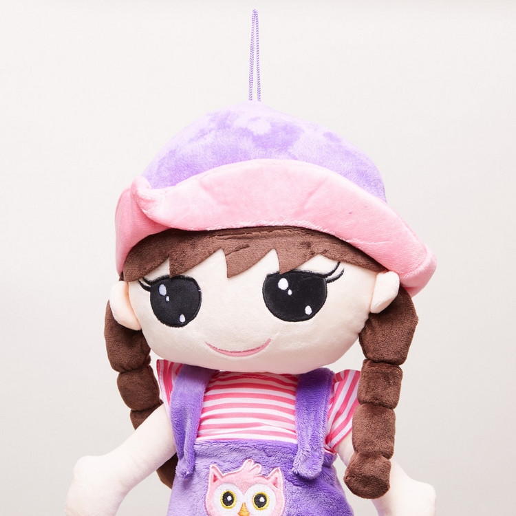 Juniors Doll with Purple Dungaree Dress and Hat - 60 cms