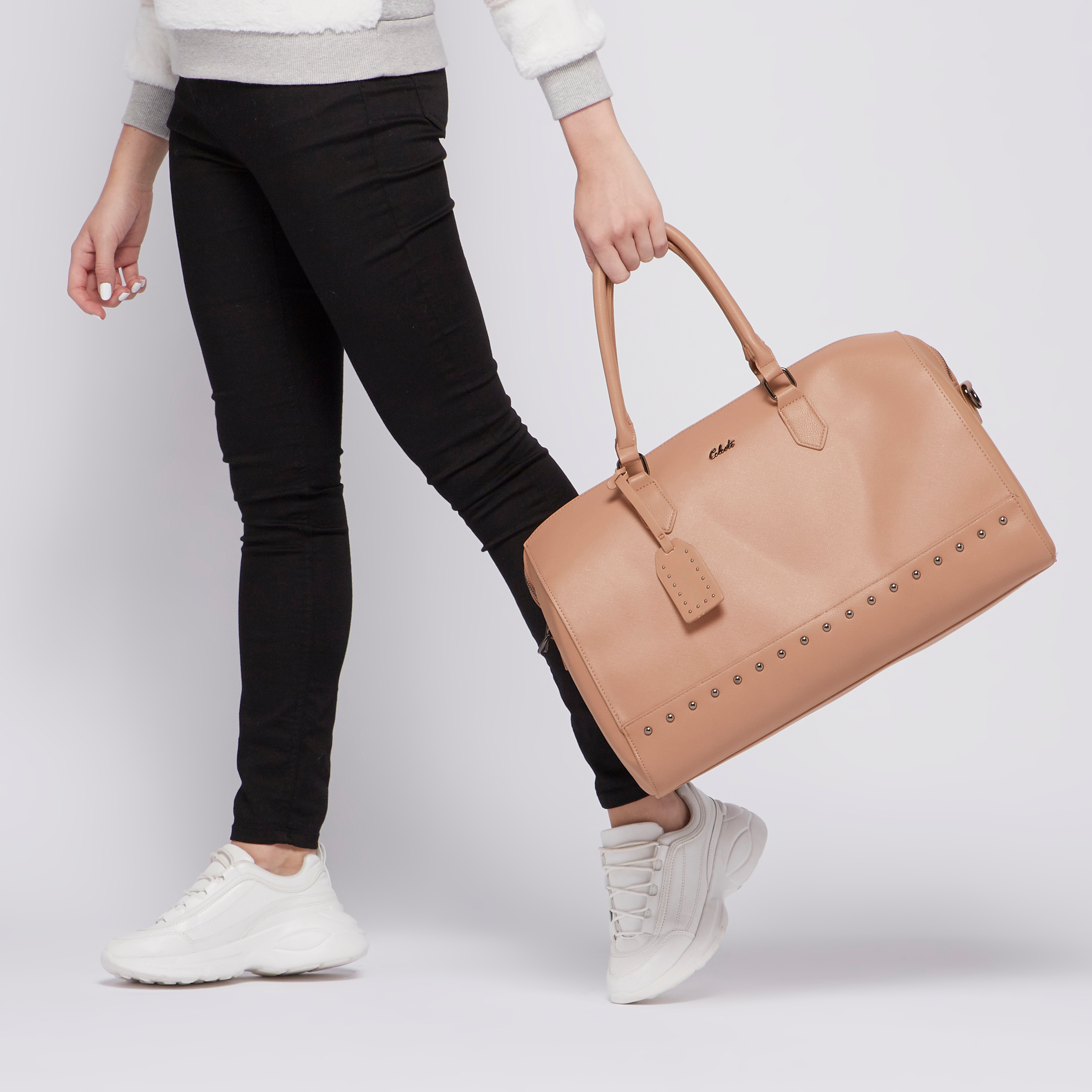 Celeste Studded Duffel Bag with Detachable Strap-travel-luggagesandbags-dufflebags-image-2
