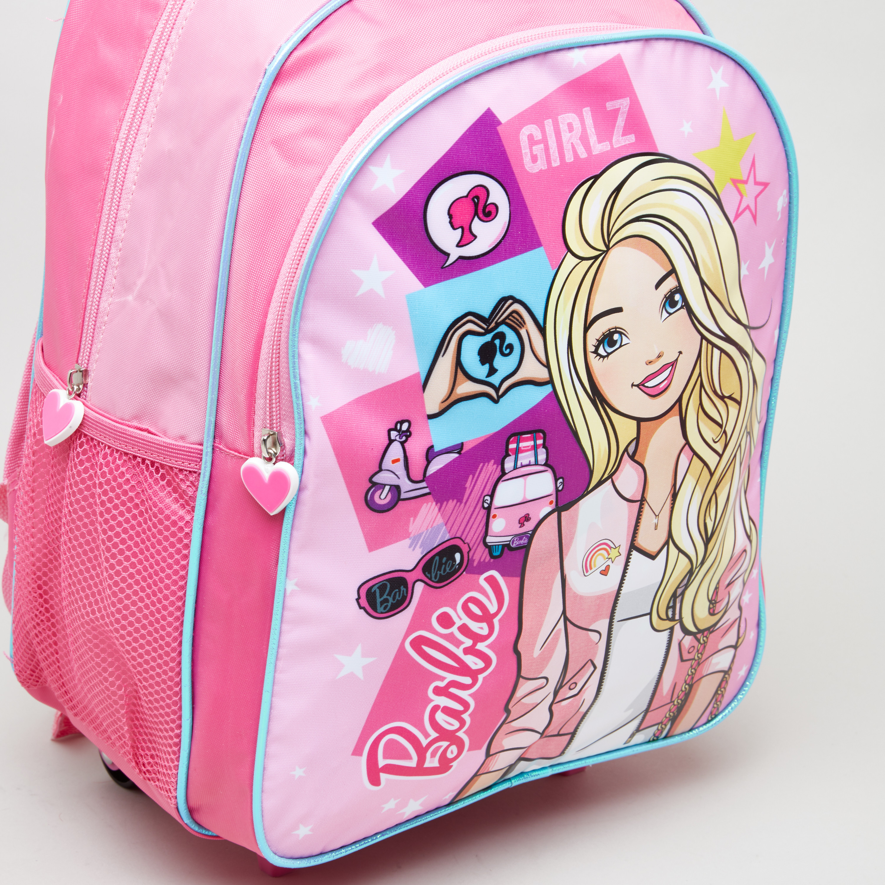 طقم حقيبة بعجلات وطبعات باربي - طقم من 5 قطع-school-bagsandbackpacks-trolleybags-image-3