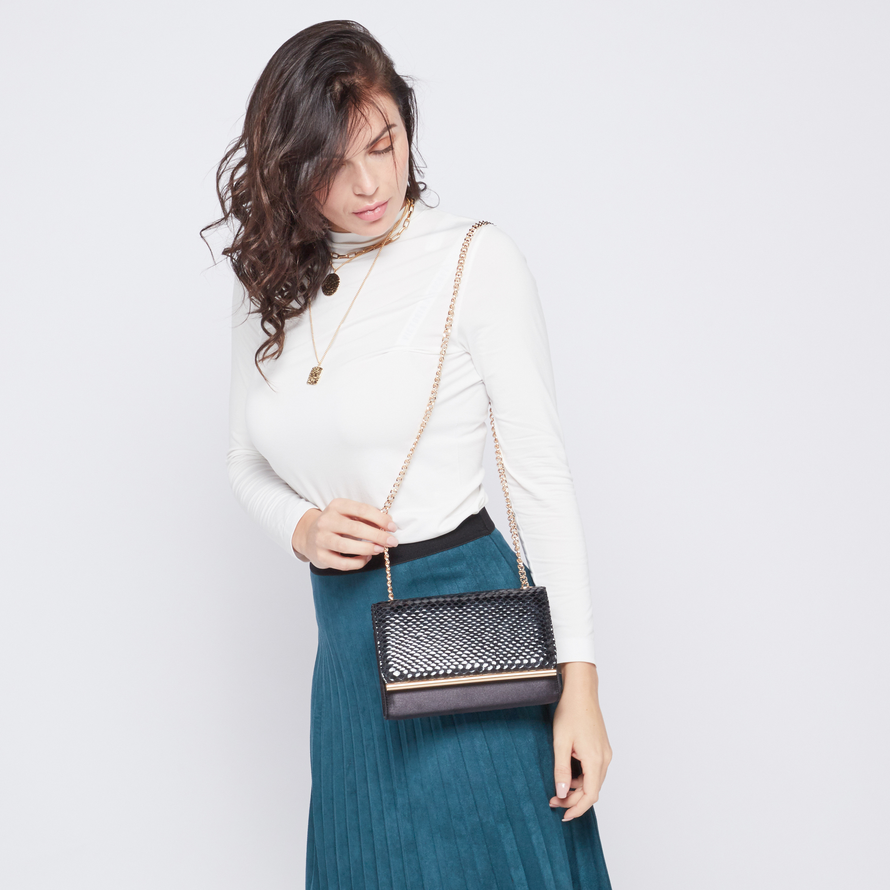 Celeste Textured Crossbody Bag with Metallic Chain-women-bagsandwallets-handbags-image-2