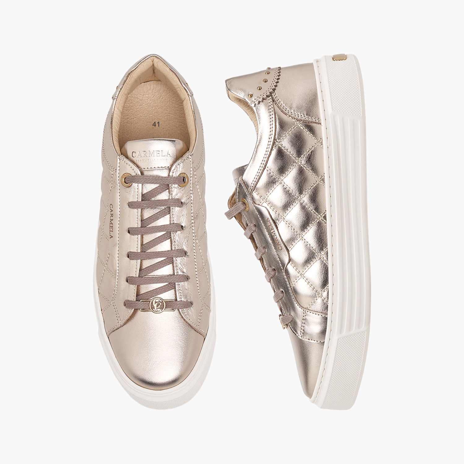 حذاء سنيكرز طول الكاحل جلد مبطن للنساء من كارميلا-women-shoes-sneakers-image-1