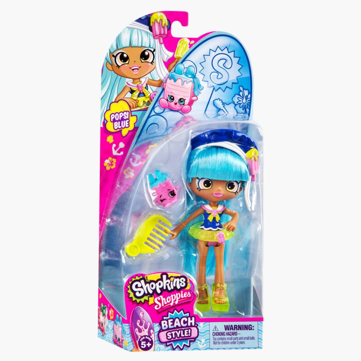 Buy Shopkins Beach Style Shoppies Popsi Blue Figurine Playset