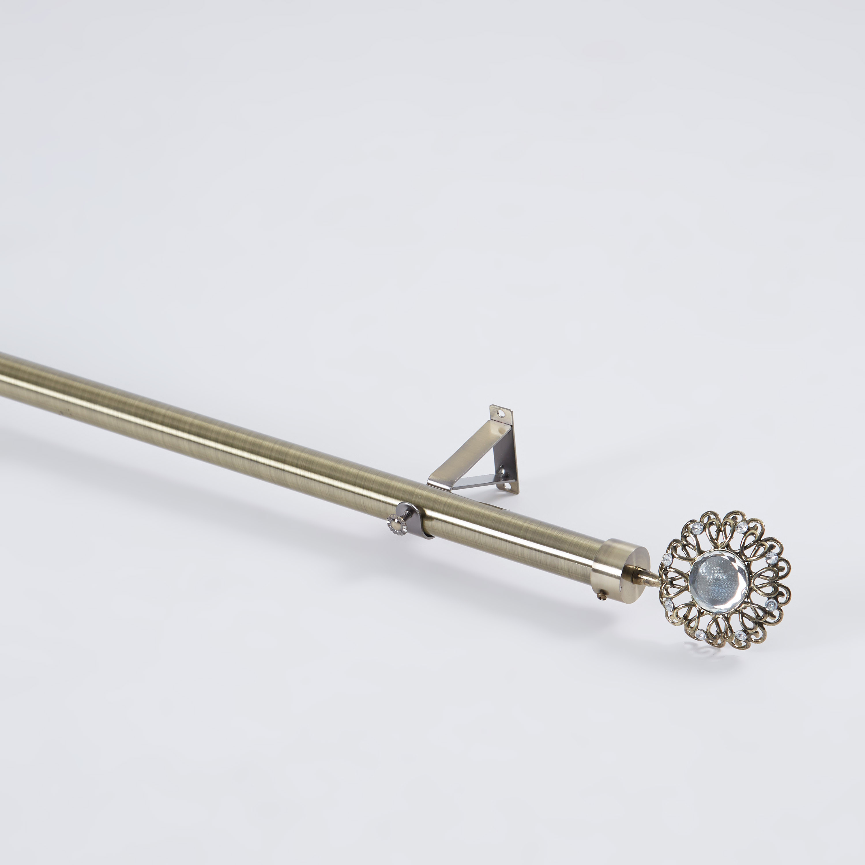 Single Curtain Rod with Embellished Finial - 140 to 274 cms-household-bathandlaundry-shower-showercurtainrods-image-1
