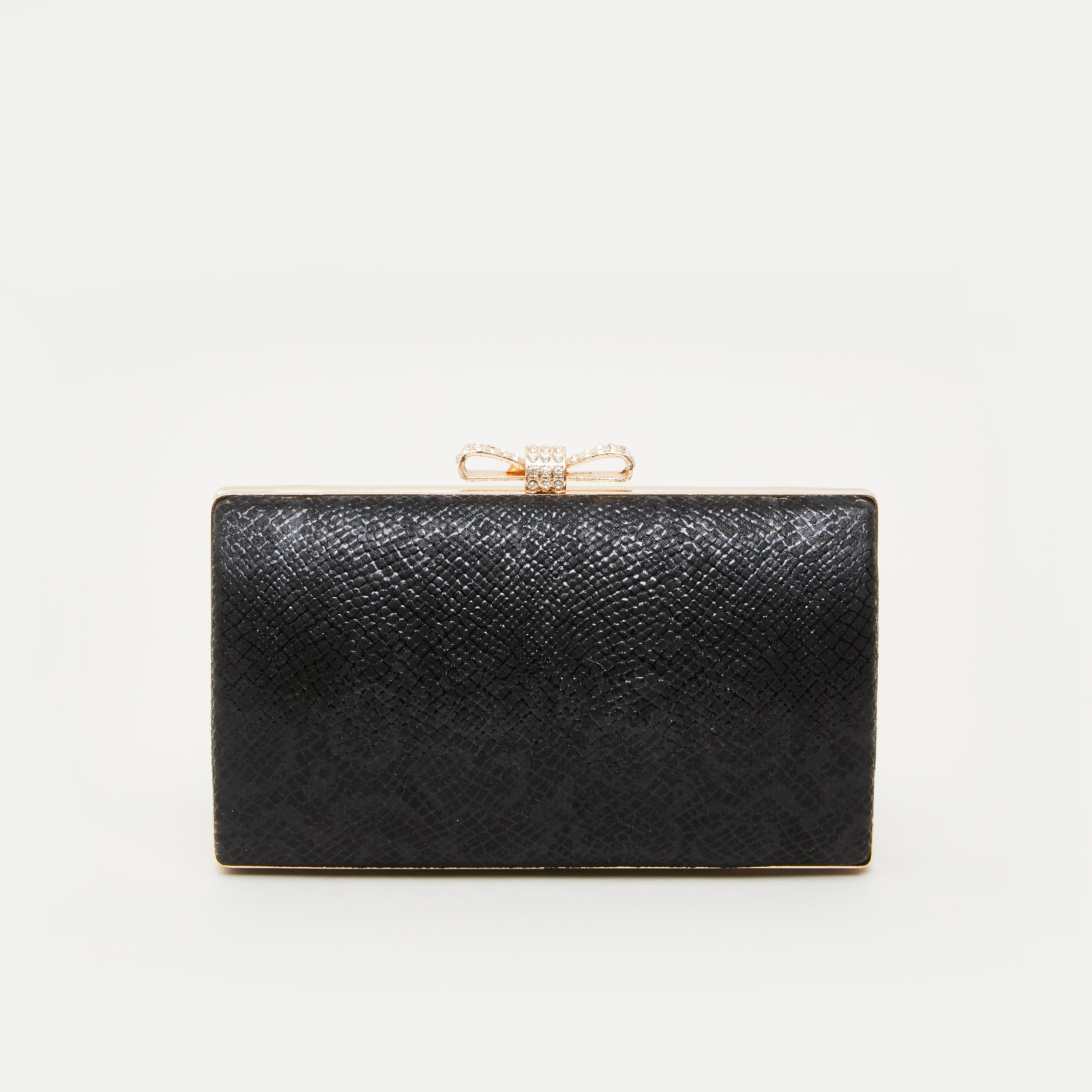 شنطة كلاتش بارزة الملمس مزينة بفيونكة من ساشا-women-bagsandwallets-handbags-image-1