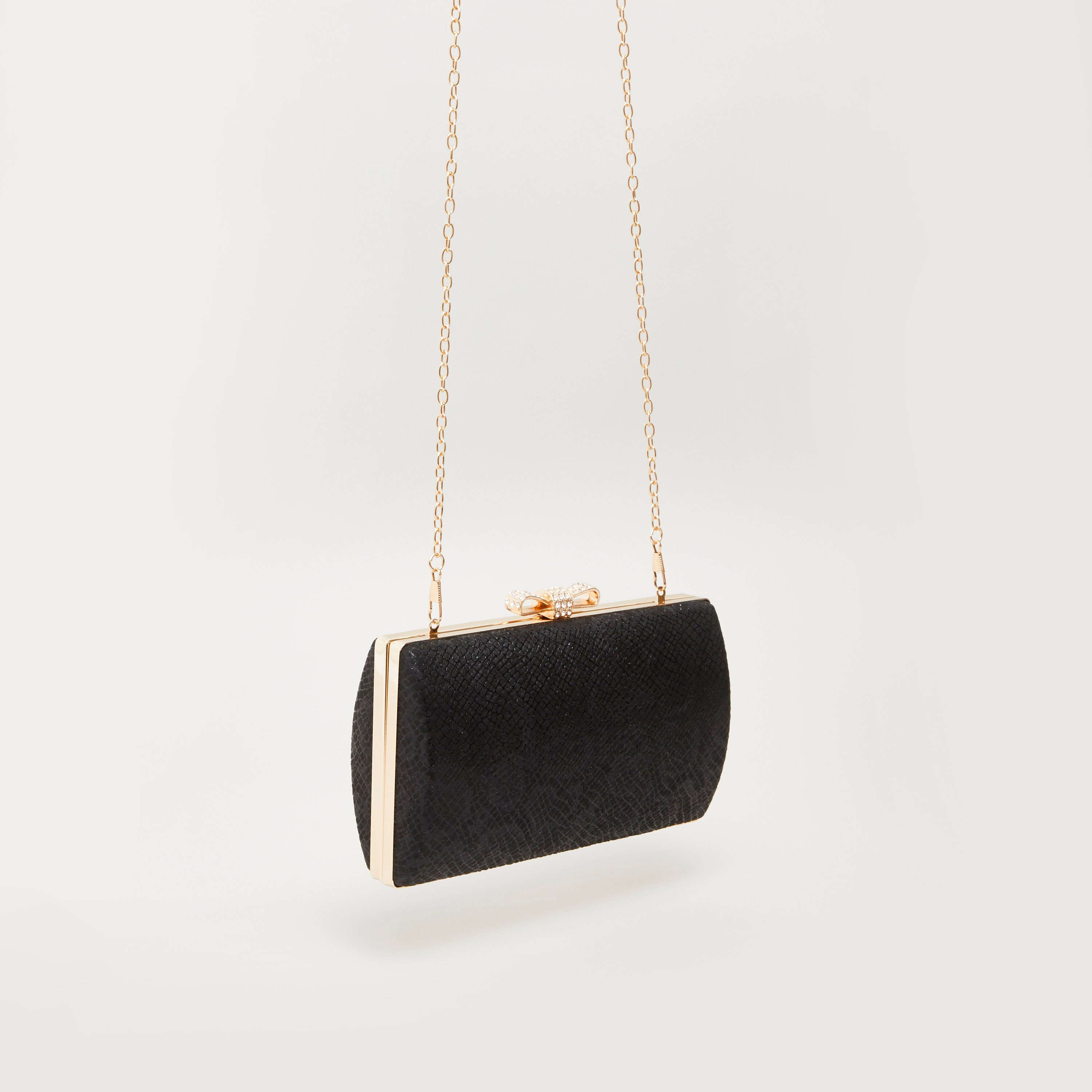 شنطة كلاتش بارزة الملمس مزينة بفيونكة من ساشا-women-bagsandwallets-handbags-image-3