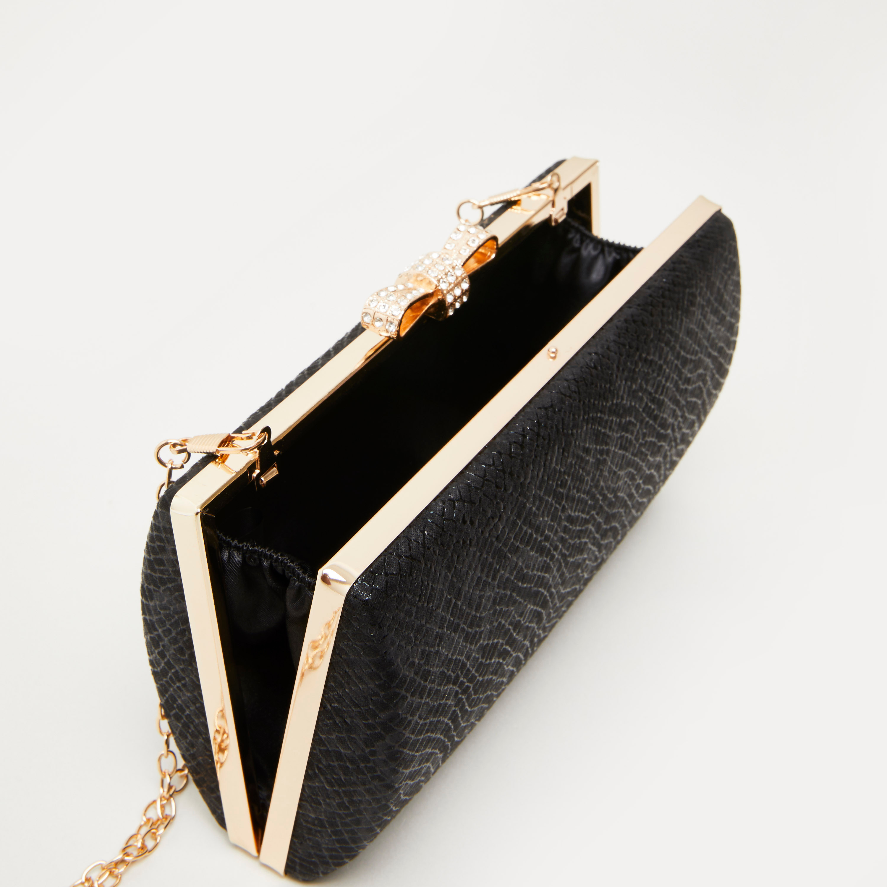 شنطة كلاتش بارزة الملمس مزينة بفيونكة من ساشا-women-bagsandwallets-handbags-image-4