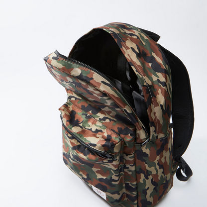 Lee Cooper Camouflage Printed Backpack with Adjustable Straps