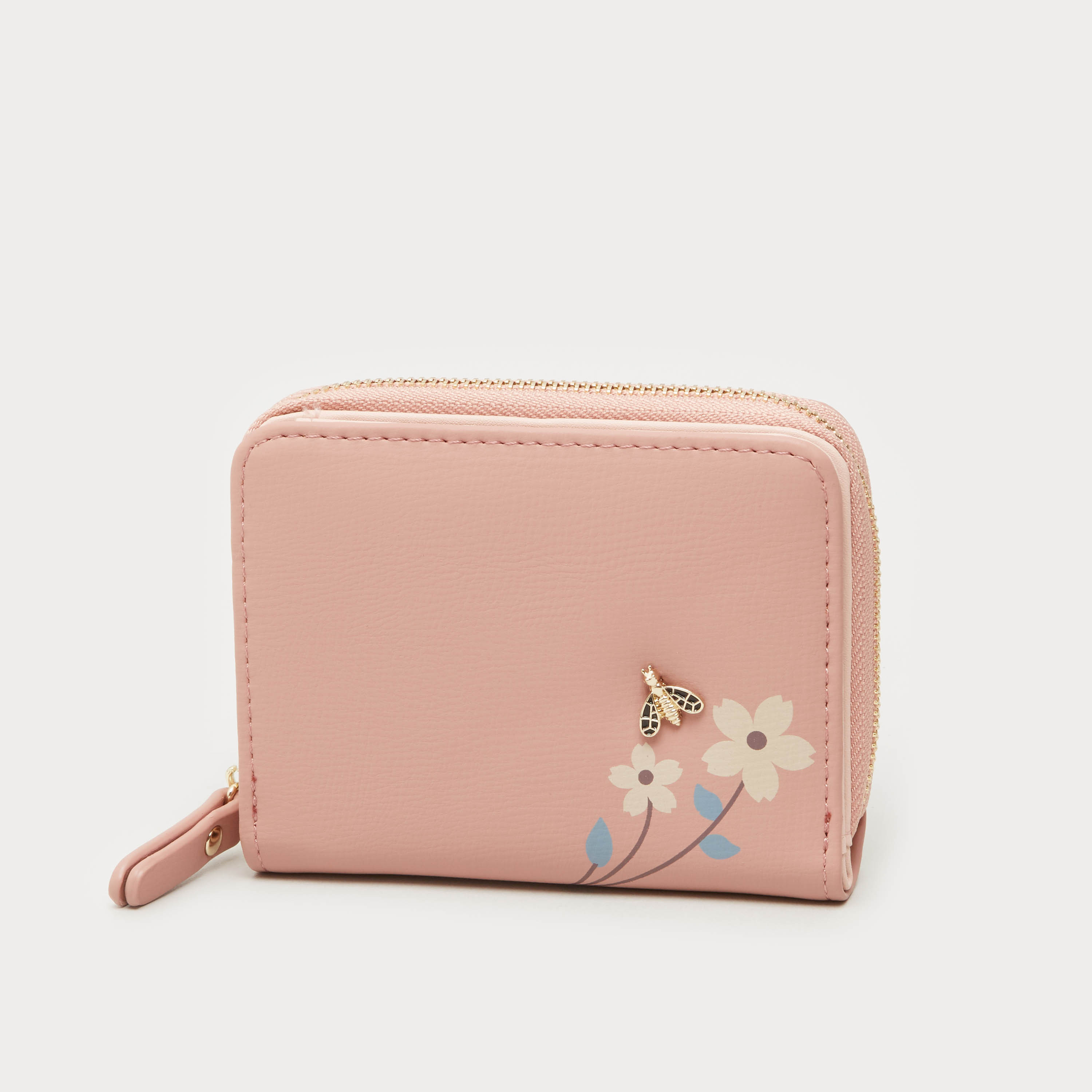 Sasha Floral Printed Zip Around Wallet with Bee Accent-women-bagsandwallets-wallets-image-1