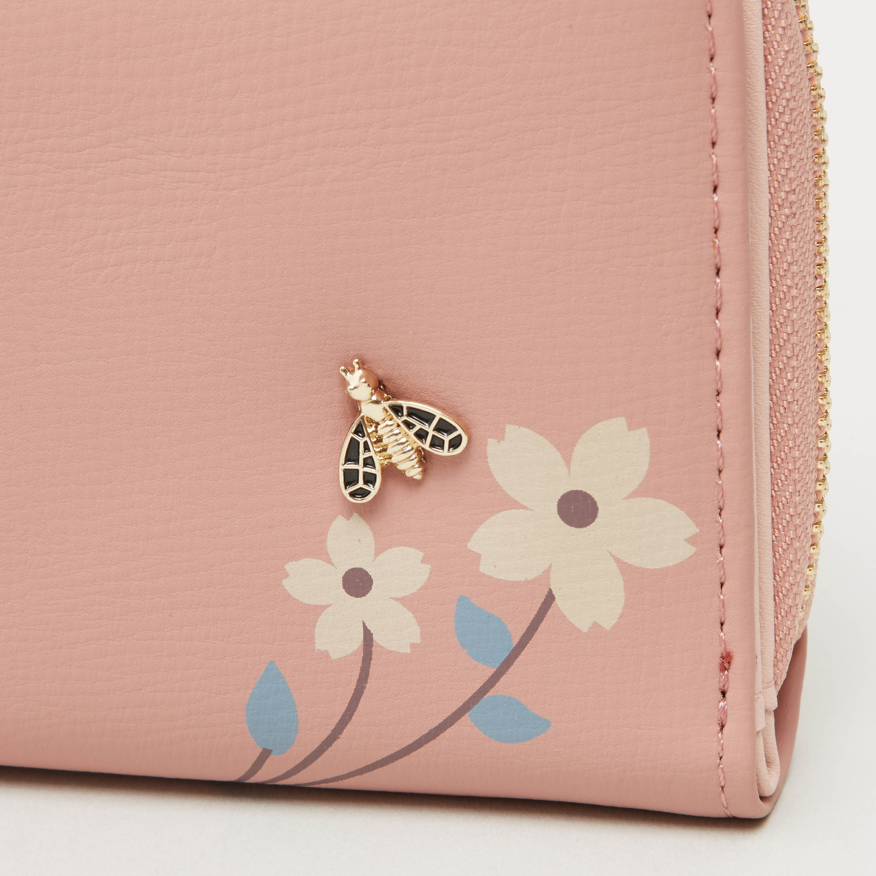 Sasha Floral Printed Zip Around Wallet with Bee Accent-women-bagsandwallets-wallets-image-2