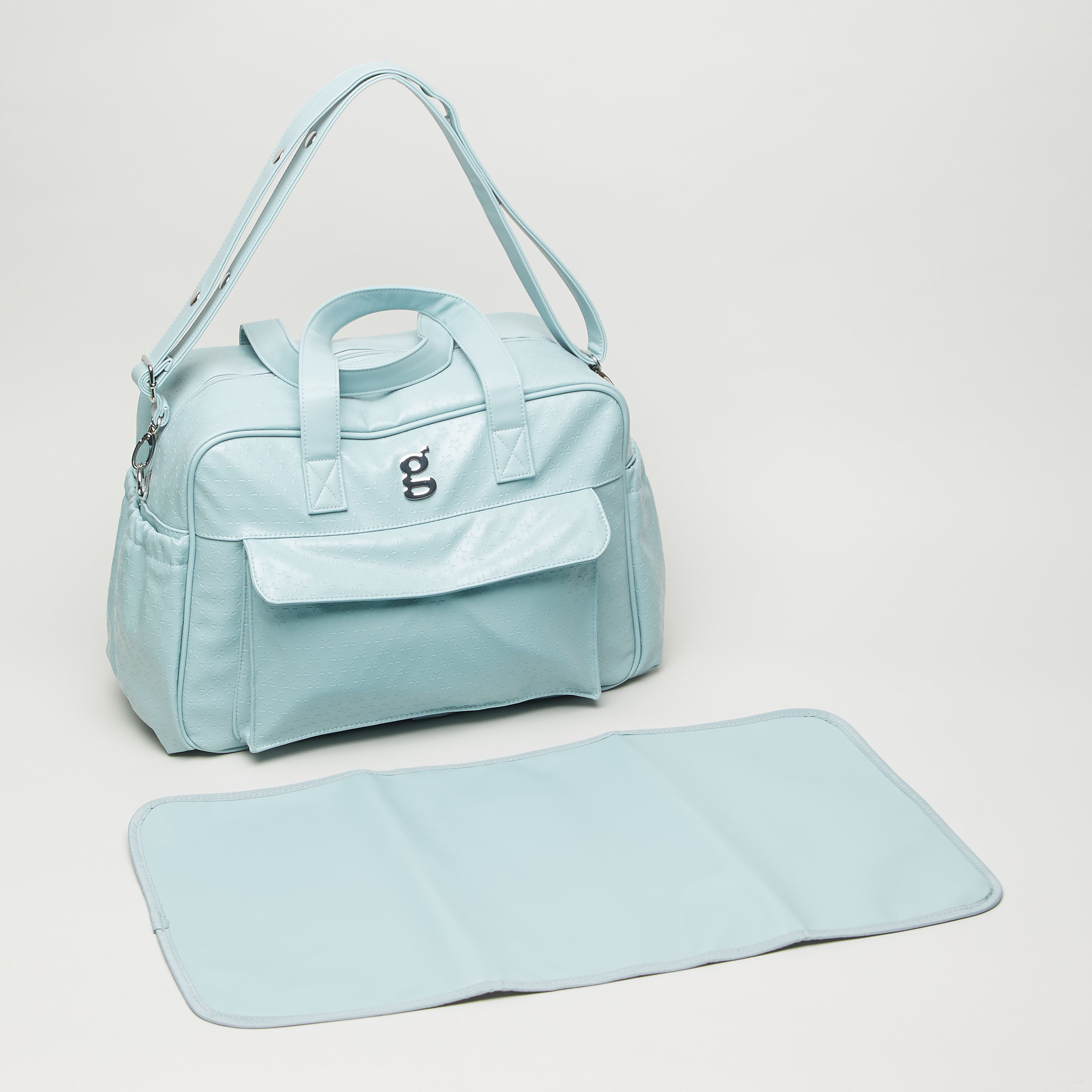 Giggles Textured Diaper Bag with Twin Handles and Changing Pad-baby-gear-diaperbags-image-1