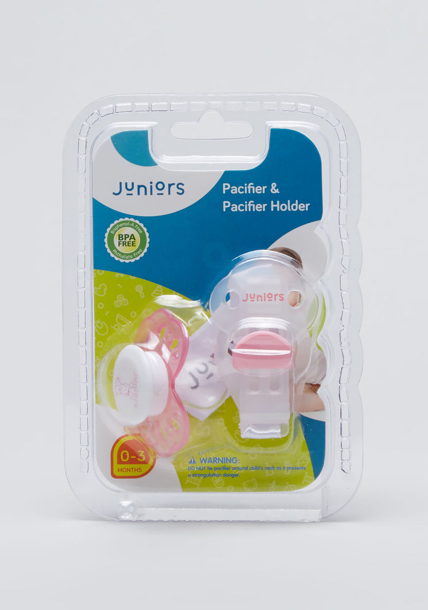 Juniors Bunny Prints Pacifier and Pacifier Holder-Pacifiers-image-0