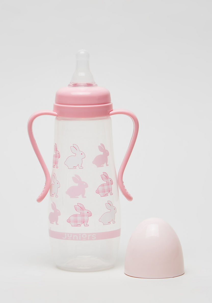 Juniors Bunny Print Feeding Bottle with Handle - 300 ml-Bottles and Teats-image-1
