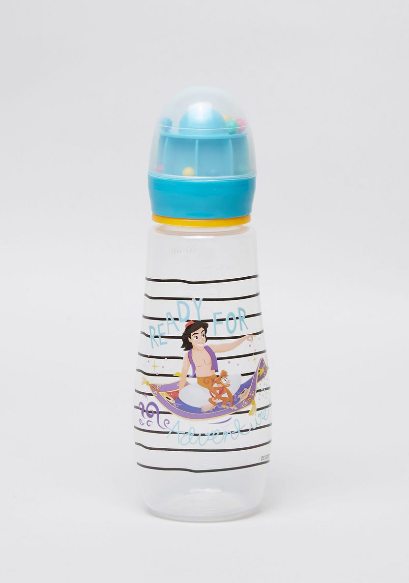 Disney Aladdin Print Feeding Bottle with Rattle Cap - 300 ml-Bottles and Teats-image-0