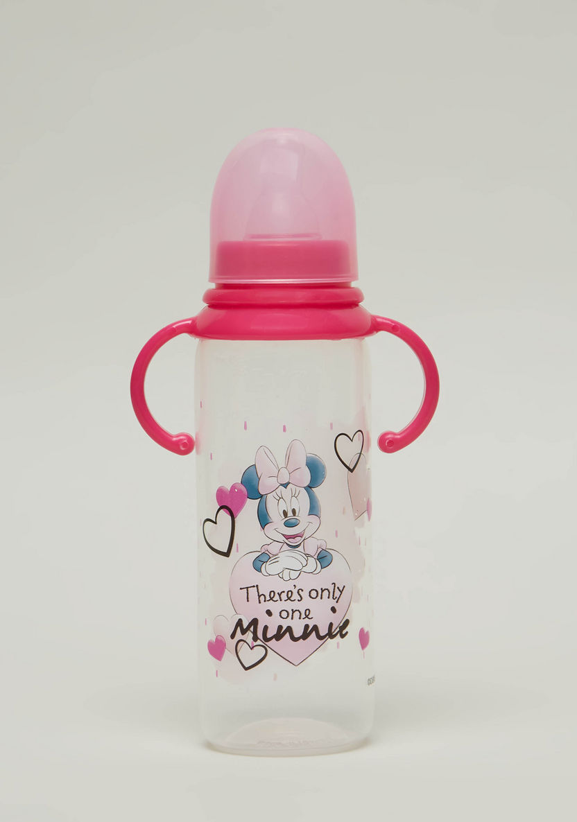 Disney Minnie Mouse Print Fedding Bottle with Handle - 250 ml-Bottles and Teats-image-0