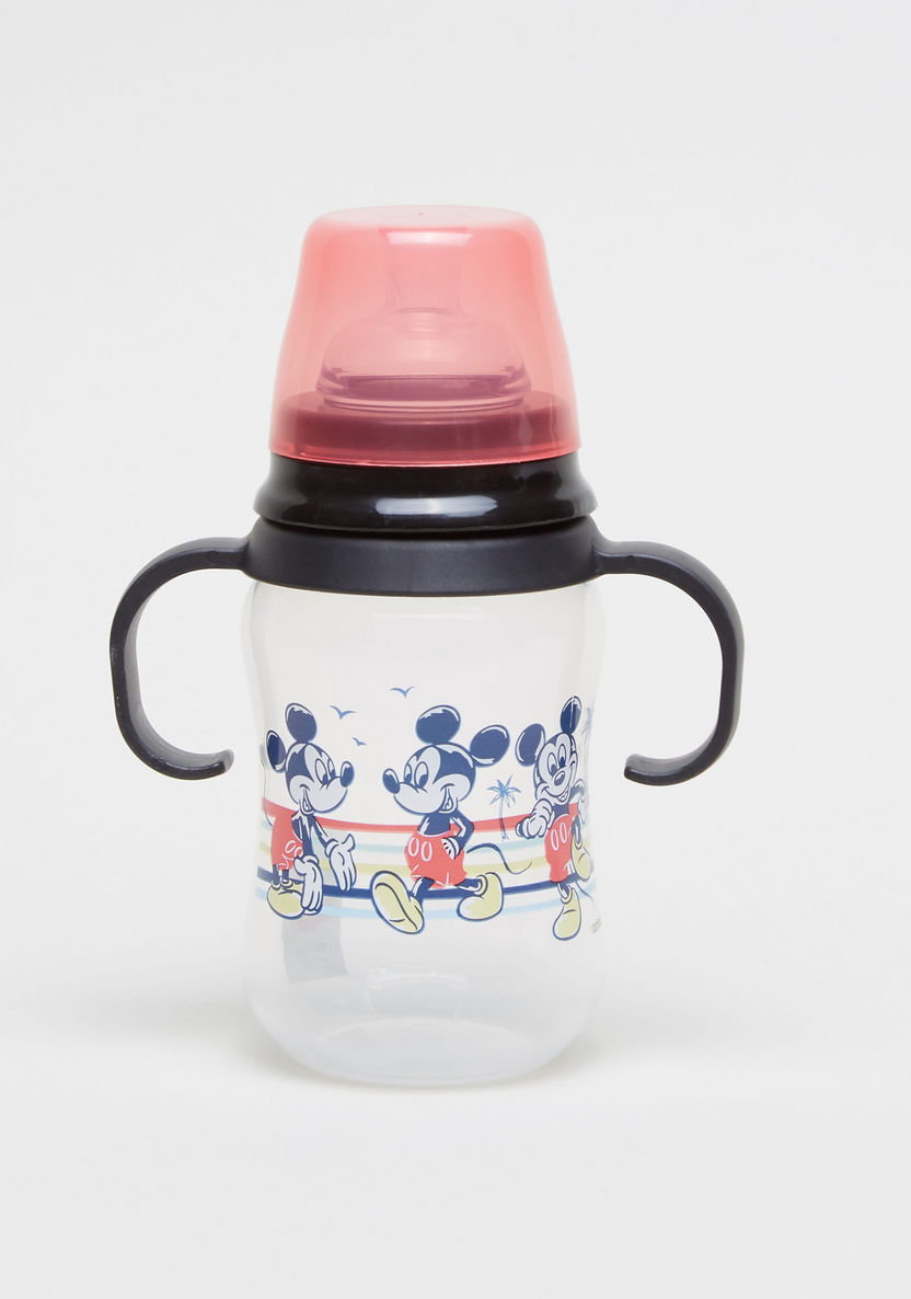 Disney Mickey Mouse Print Feeding Bottle with Handle - 250 ml-Bottles and Teats-image-0