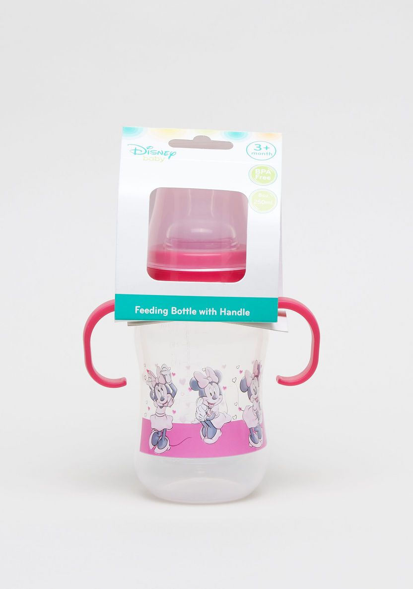 Minnie Mouse Print Feeding Bottle with Handle - 250 ml-Bottles and Teats-image-0