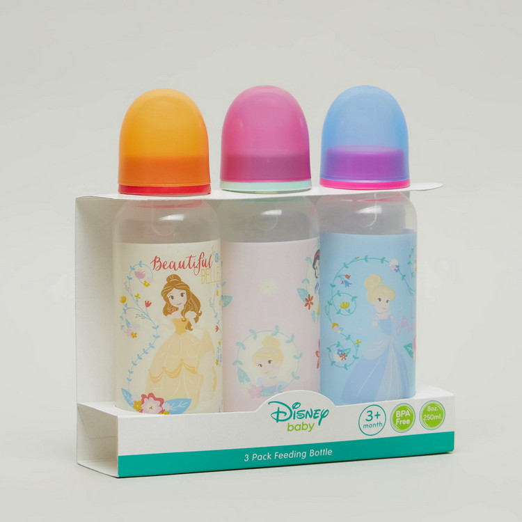Disney Princess Print Feeding Bottle 250 ml - Set of 3