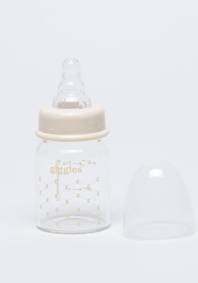 Giggles Logo Print Feeding Bottle with Lid - 60 ml-Bottles and Teats-image-1