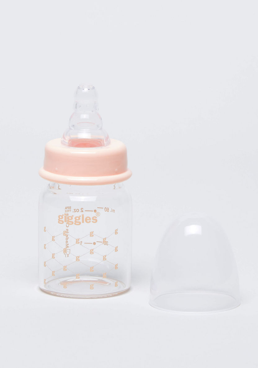Giggles Glass Feeding Bottle with Cap - 60 ml-Bottles and Teats-image-1