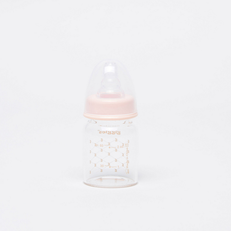 Giggles Glass Feeding Bottle with Cap - 60 ml