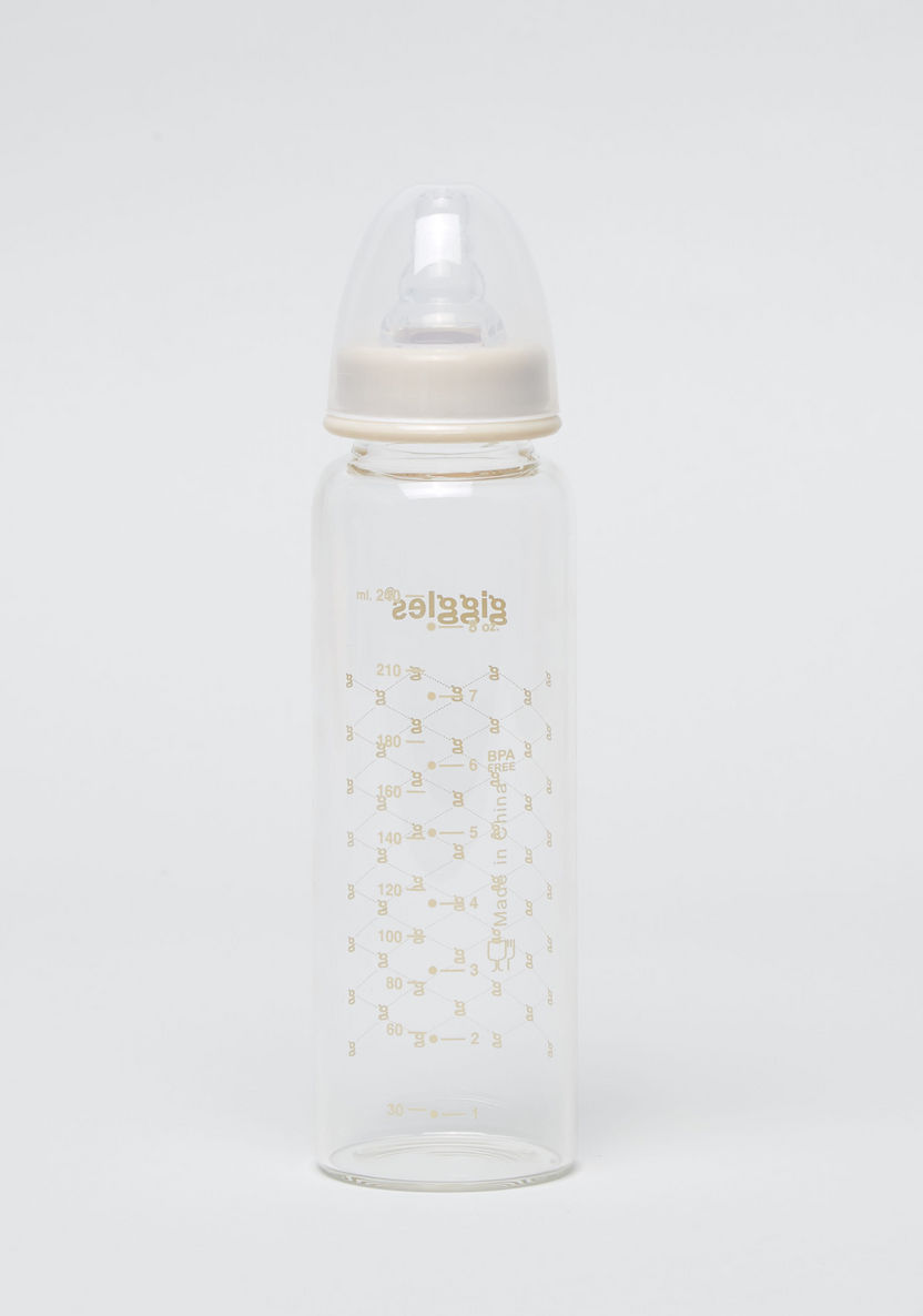 Giggles Glass Feeding Bottle with Cap - 240 ml-Bottles and Teats-image-2