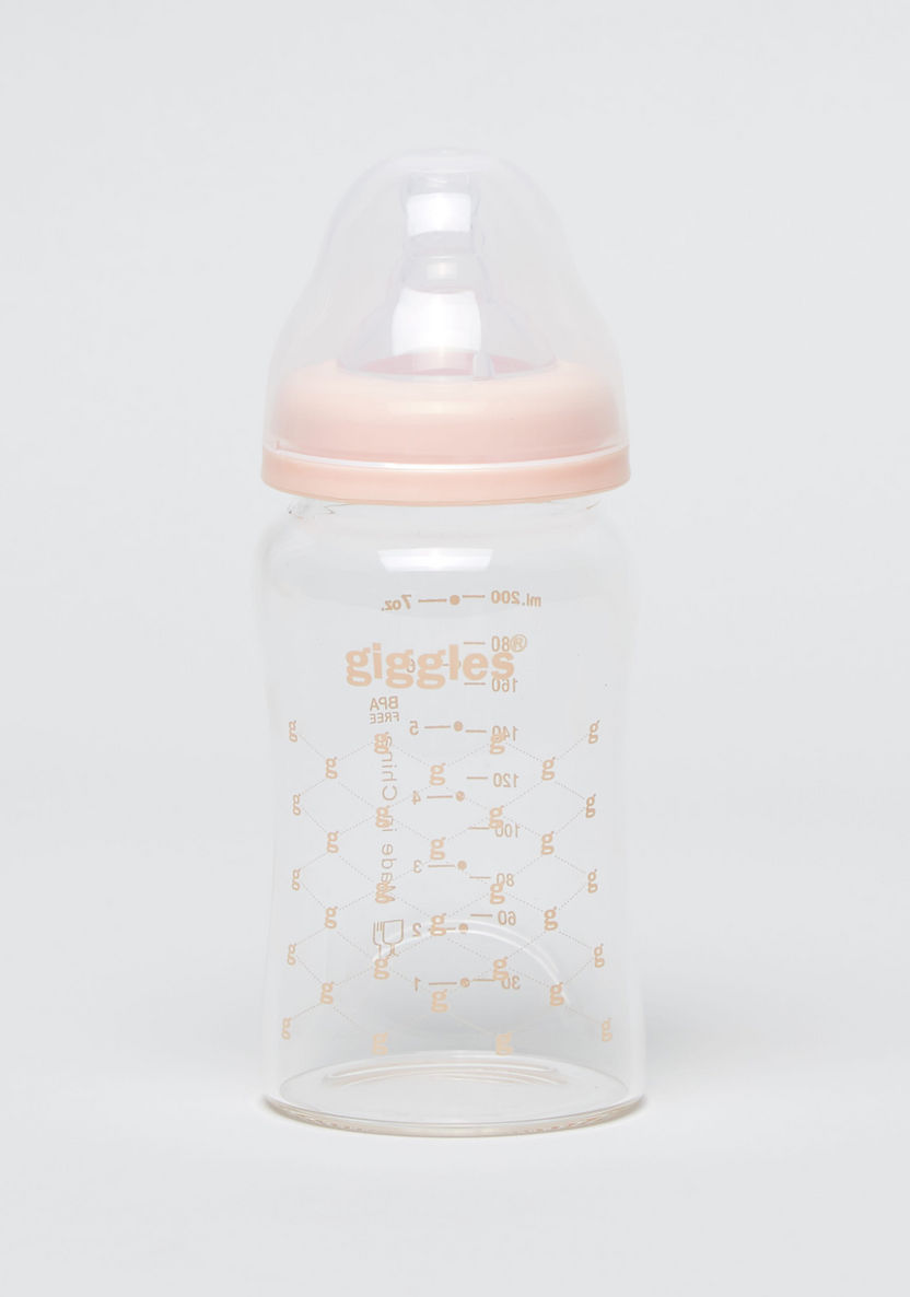 Giggles Printed Feeding Bottle with Cap - 200 ml-Bottles and Teats-image-0