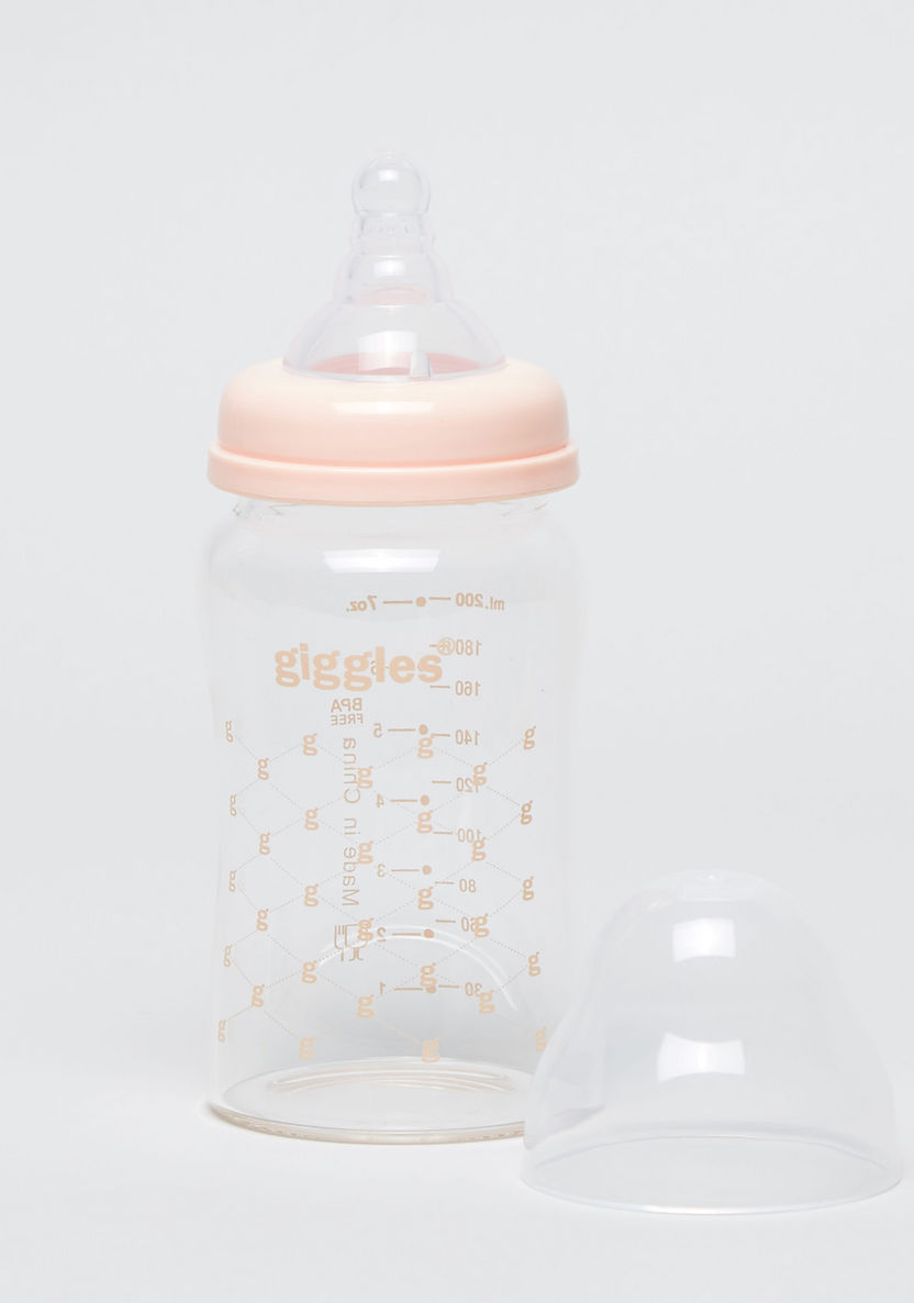 Giggles Printed Feeding Bottle with Cap - 200 ml-Bottles and Teats-image-1