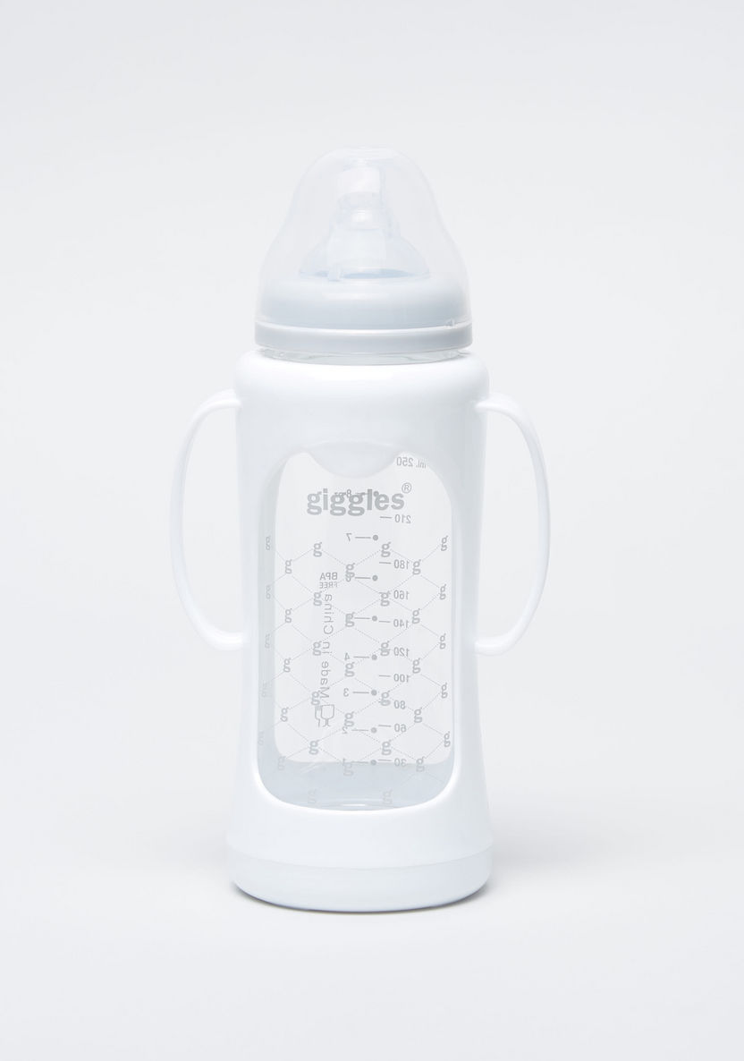 Giggles Printed Feeding Bottle with Cap and Sleeve - 250 ml-Bottles and Teats-image-0