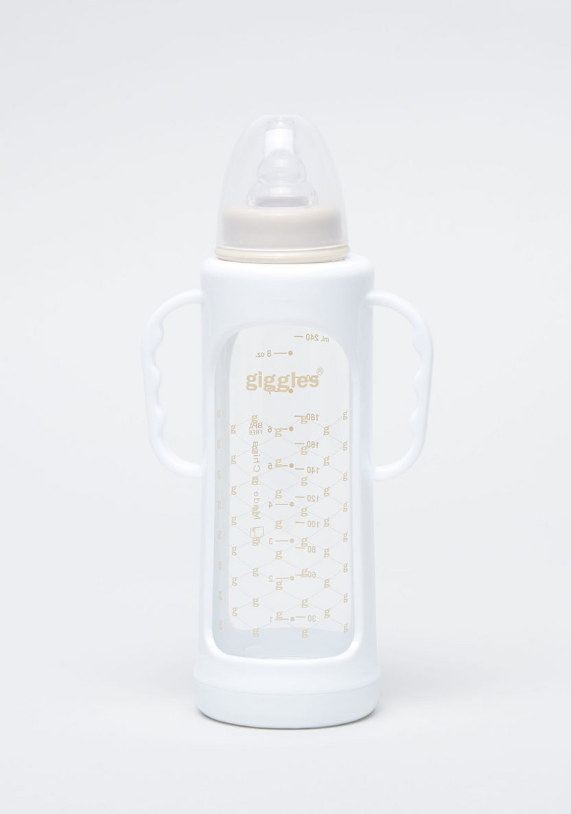Giggles Printed Feeding Bottle with Cap and Sleeve - 240 ml-Bottles and Teats-image-0