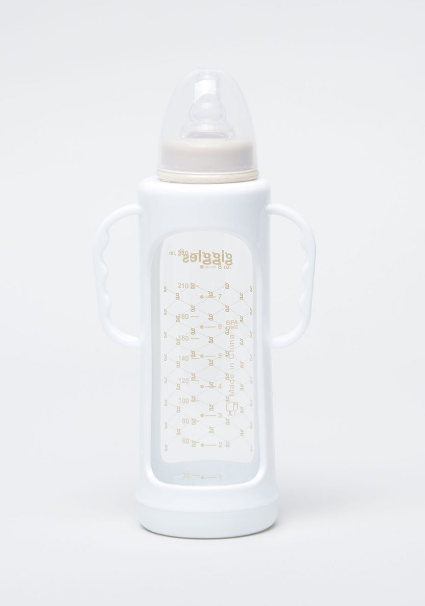 Giggles Printed Feeding Bottle with Cap and Sleeve - 240 ml-Bottles and Teats-image-1
