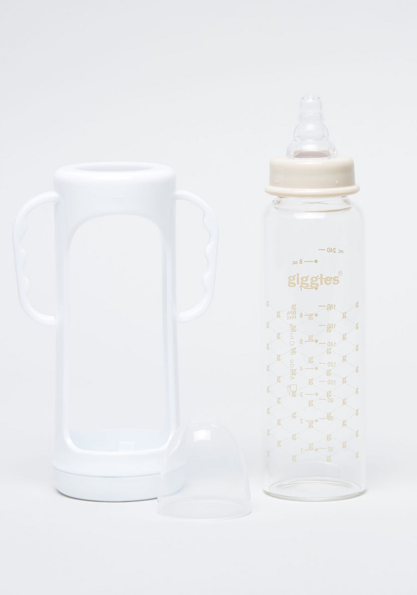 Giggles Printed Feeding Bottle with Cap and Sleeve - 240 ml-Bottles and Teats-image-2