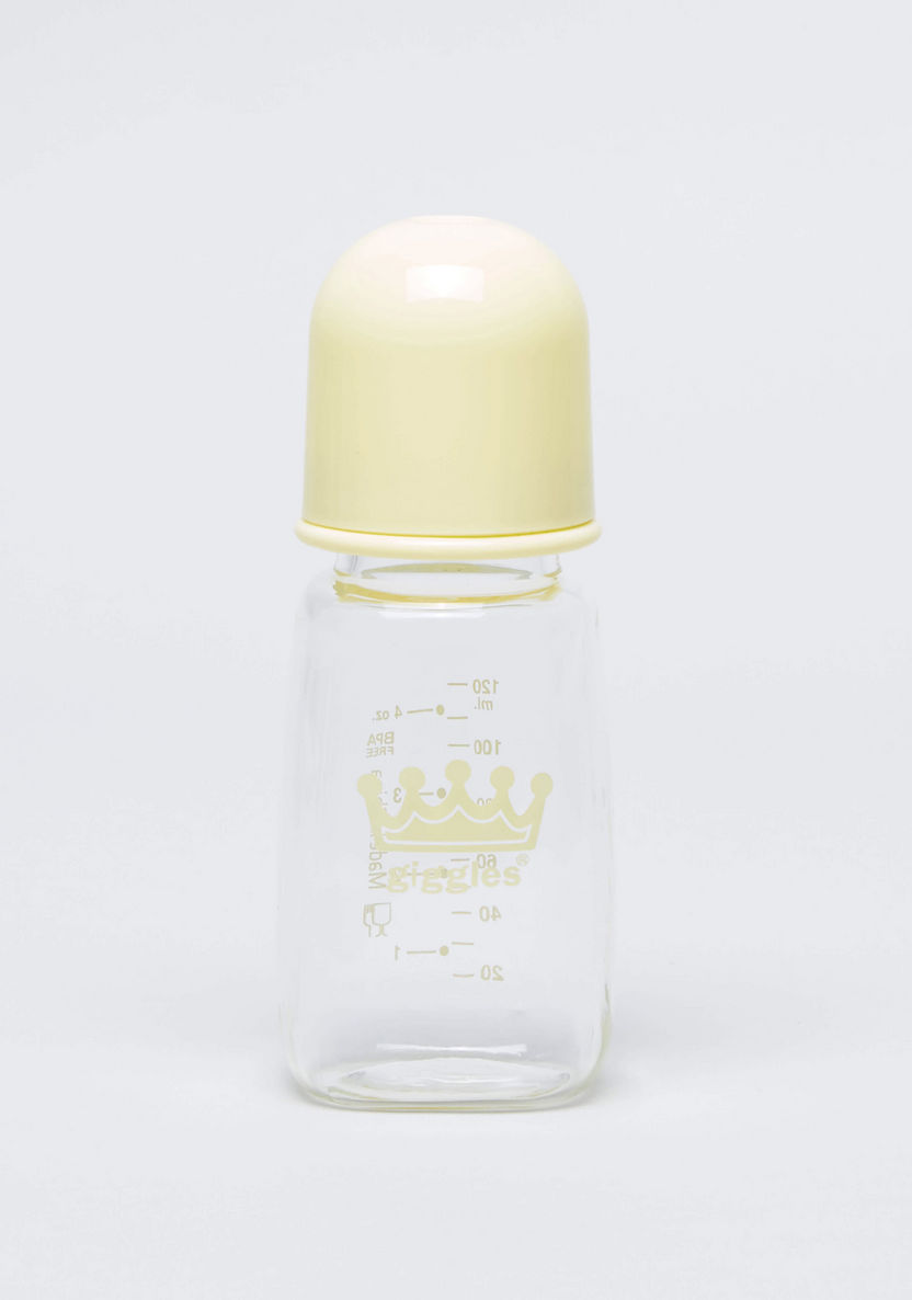 Giggles Feeding Glass Bottle with Cap - 120 ml-Bottles and Teats-image-0