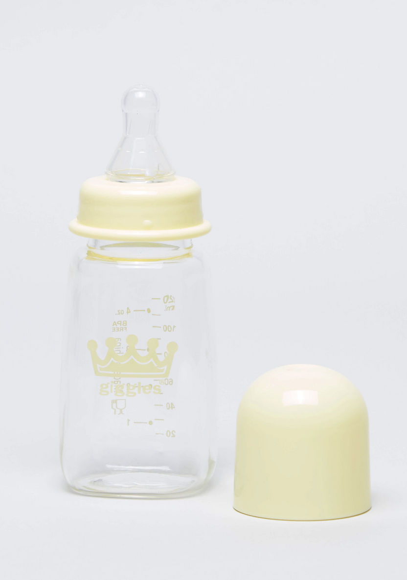 Giggles Feeding Glass Bottle with Cap - 120 ml-Bottles and Teats-image-1