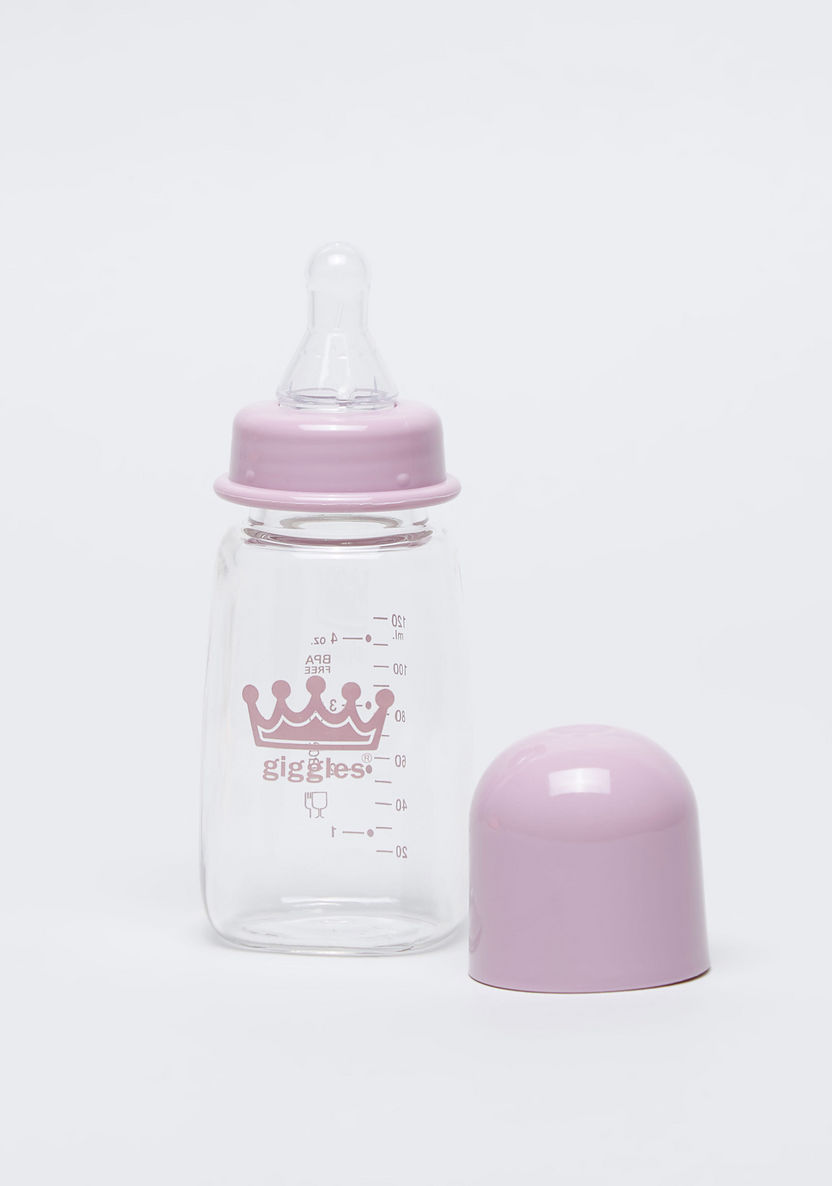 Giggles Feeding Glass Bottle with Cap - 120 ml-Bottles and Teats-image-1