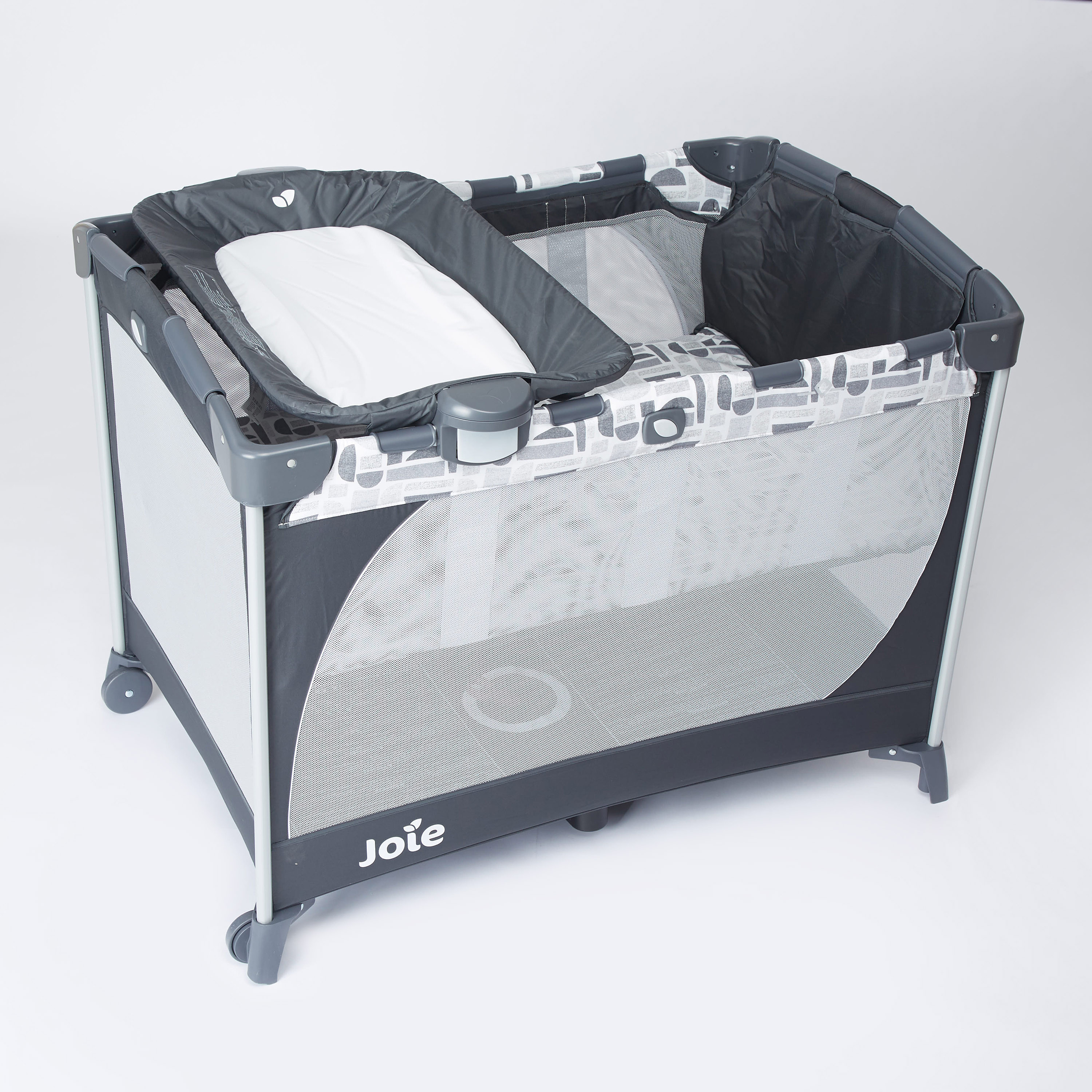 Joie Playard Grey Travel Cot with Push-Button Fold Feature (Upto 3 years)-baby-nursery-furniture-cribsandbeds-travelcots-image-2