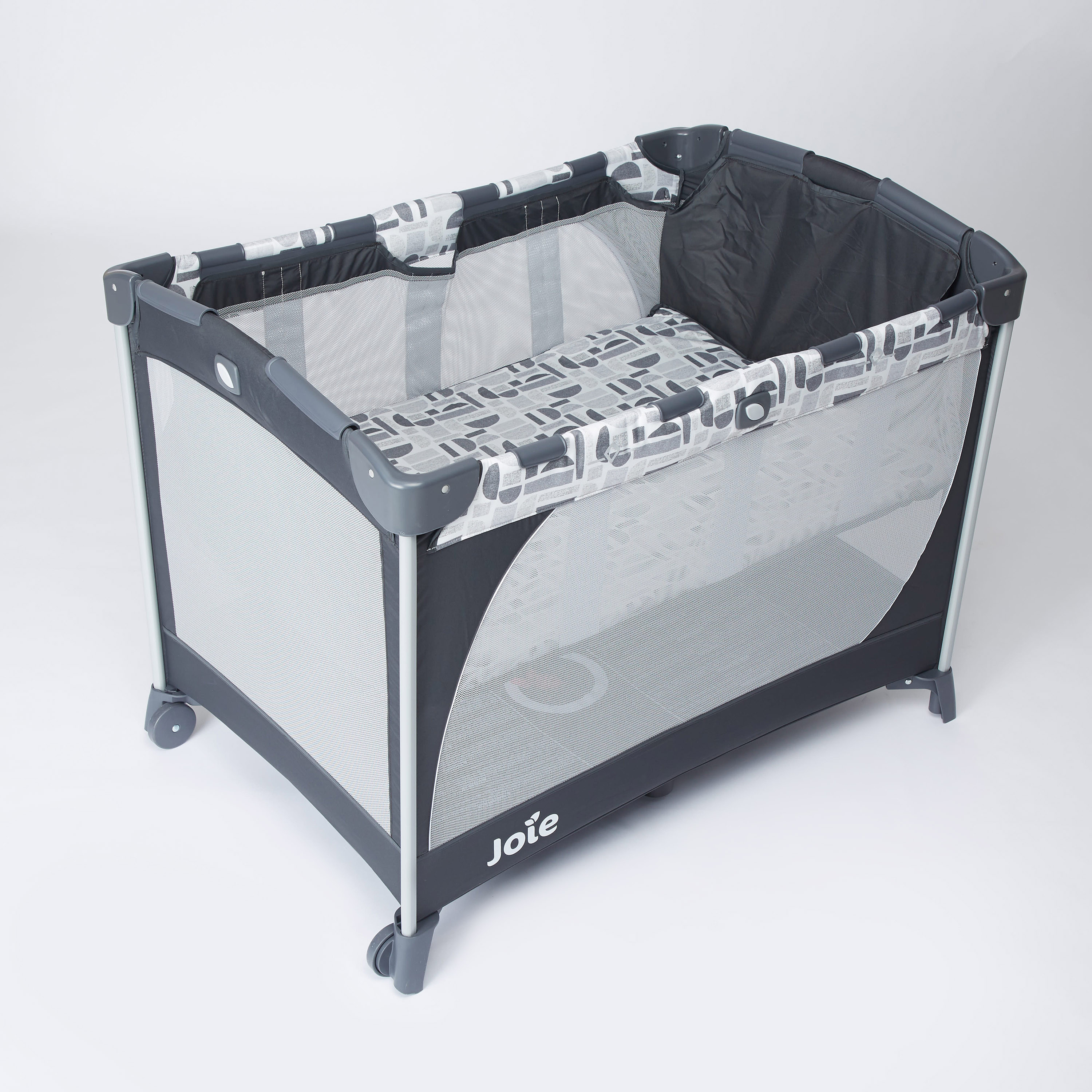 Joie Playard Grey Travel Cot with Push-Button Fold Feature (Upto 3 years)-baby-nursery-furniture-cribsandbeds-travelcots-image-3