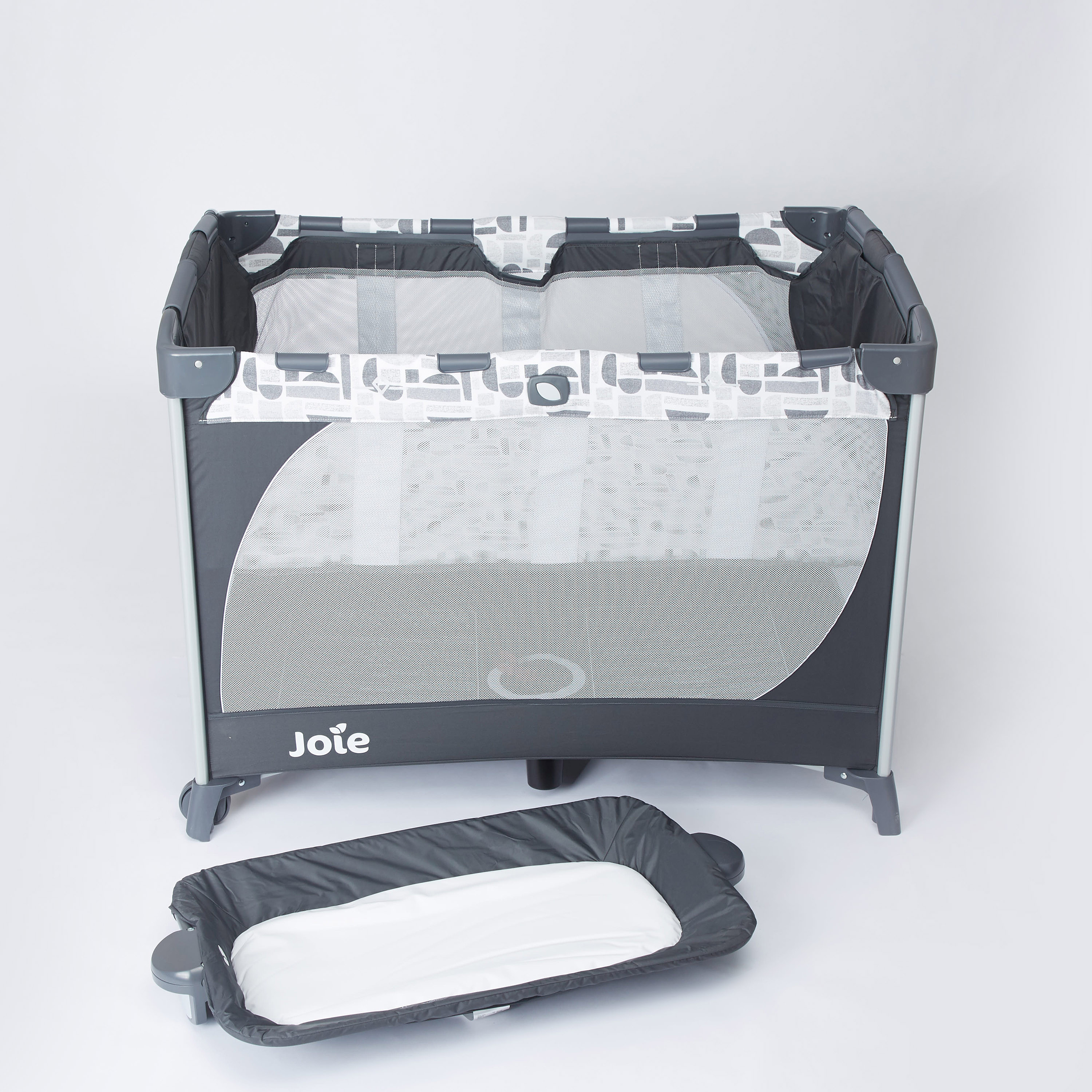 Joie Playard Grey Travel Cot with Push-Button Fold Feature (Upto 3 years)-baby-nursery-furniture-cribsandbeds-travelcots-image-4